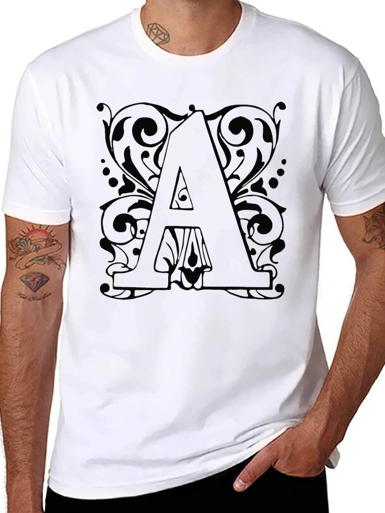 Letter A Black Graphic Tee Shirt