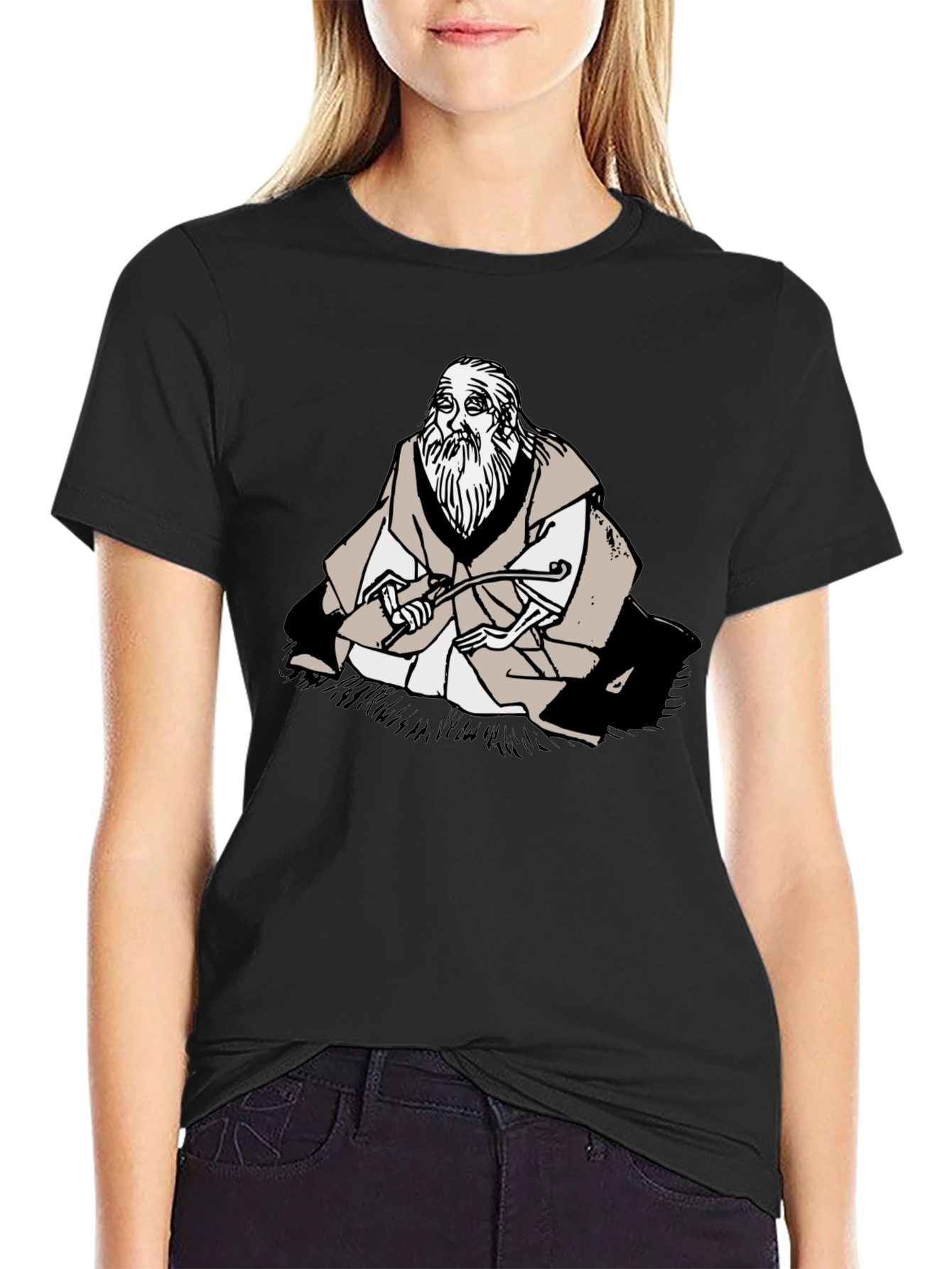 Wise Old Man Graphic Tee - Unique Black T-Shirt