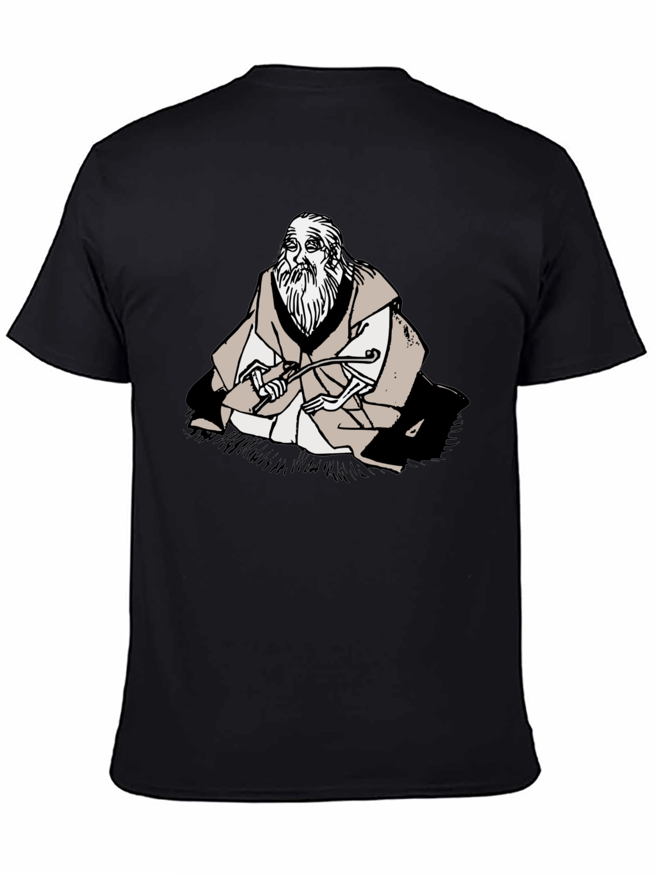 Wise Old Man Graphic Tee - Unique Black T-Shirt