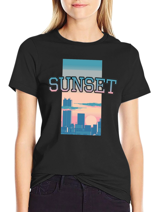 Sunset Cityscape Graphic Tee - Retro Style