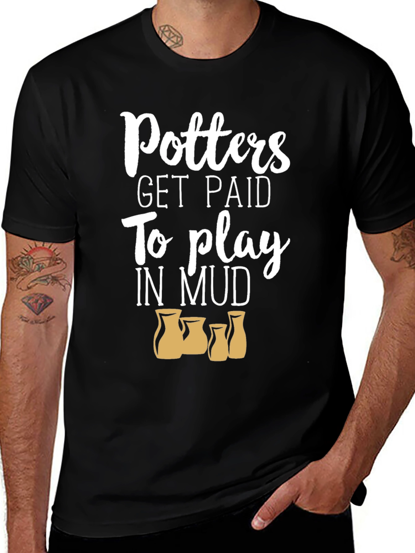 Potters Get Paid to Play in Mud Black T-Shirt