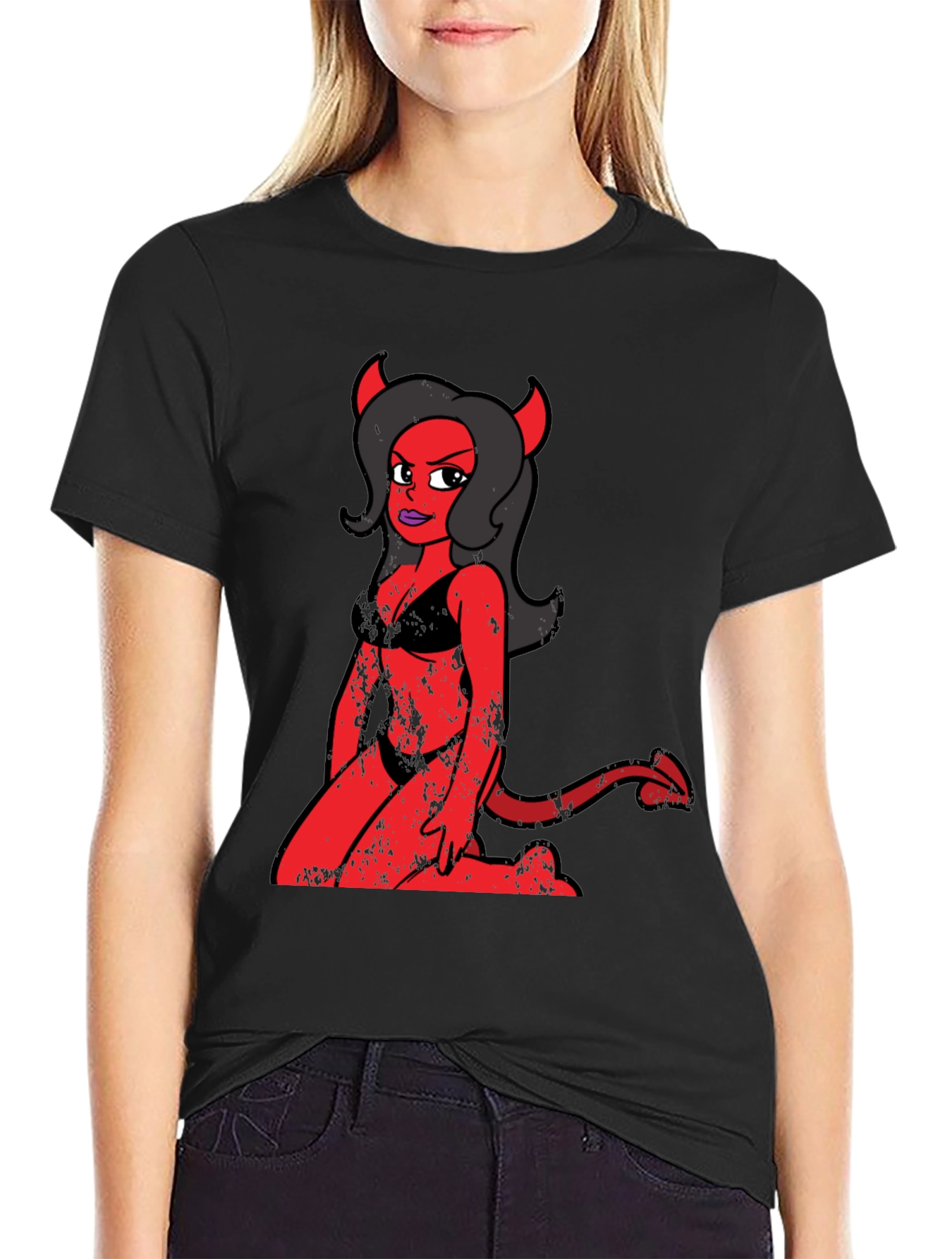 Devil Girl Graphic Tee - Black