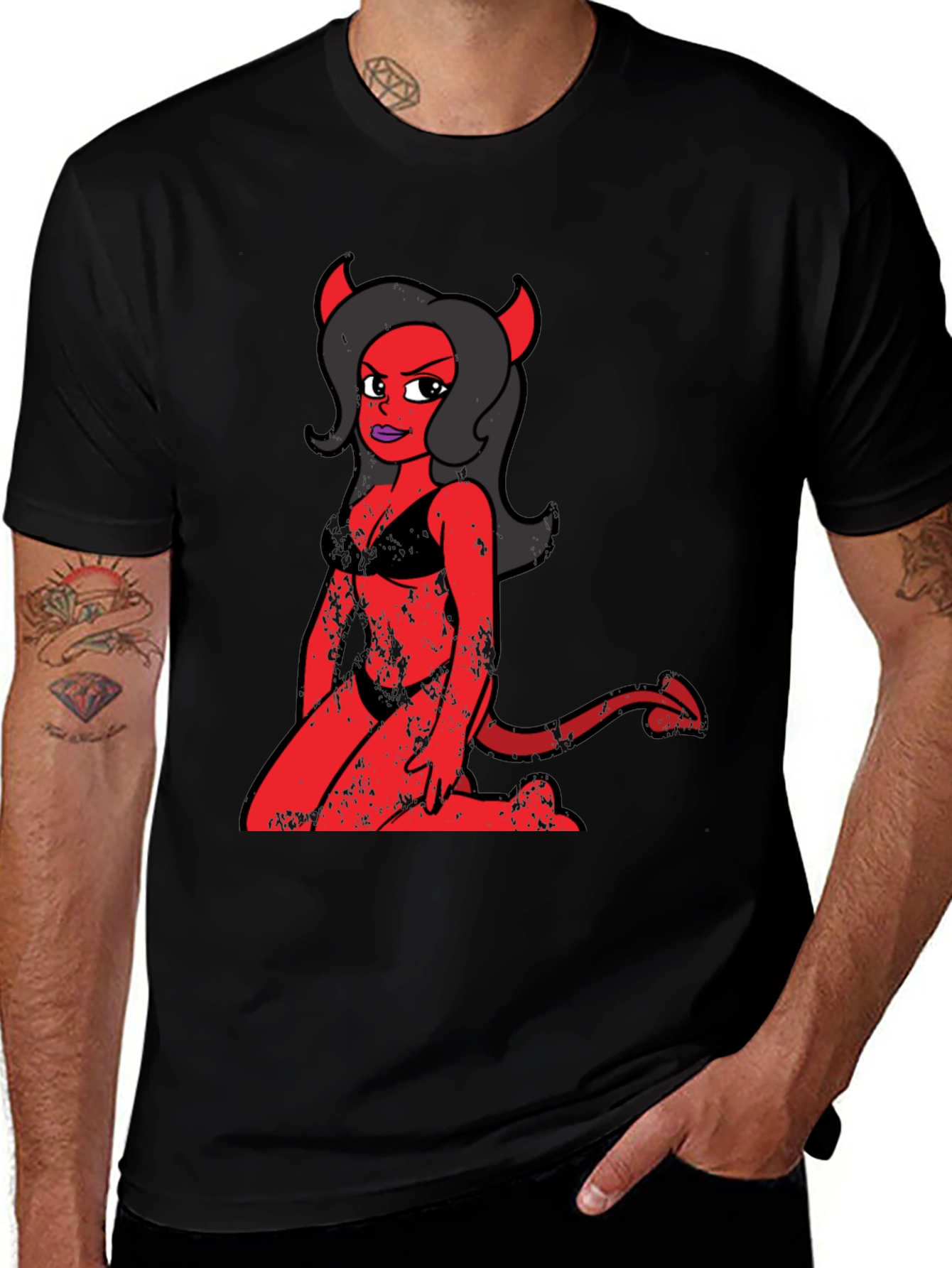 Devil Girl Graphic Tee - Black