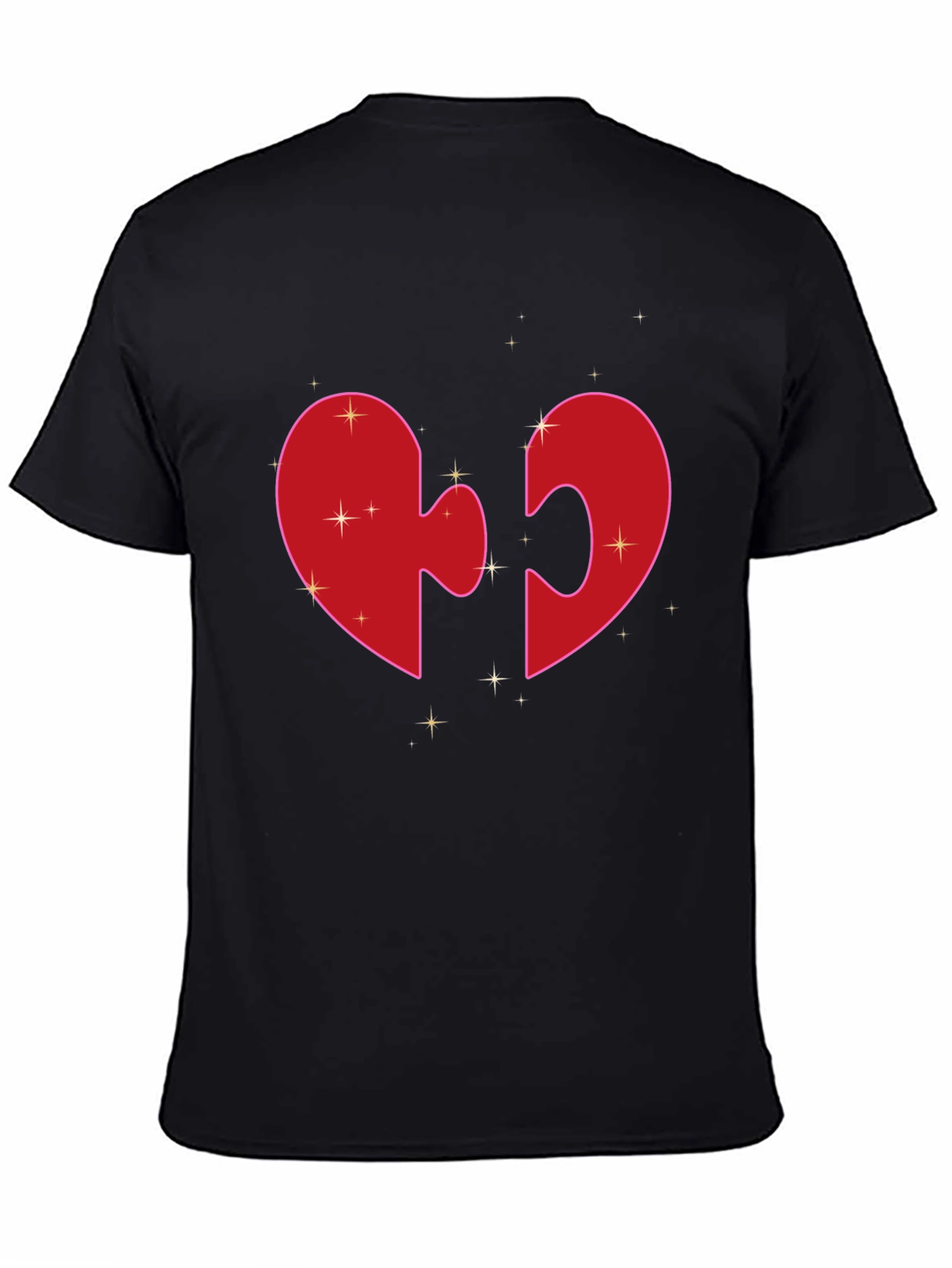 Heart Puzzle Piece Graphic Tee - Black