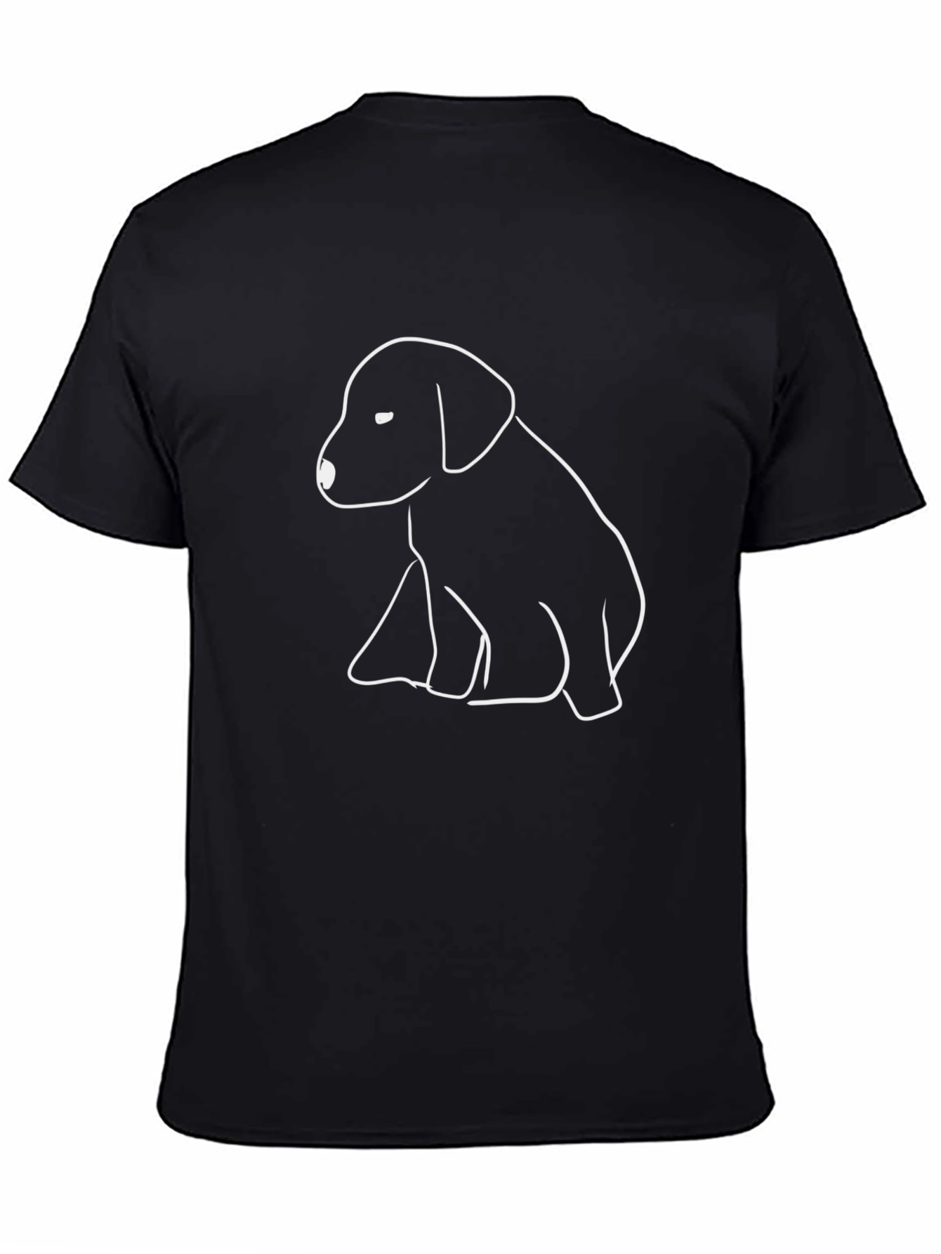 Puppy Outline Graphic Tee - Casual Black Shirt