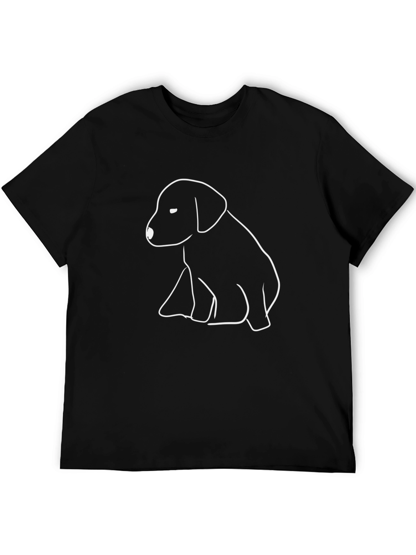 Puppy Outline Graphic Tee - Casual Black Shirt