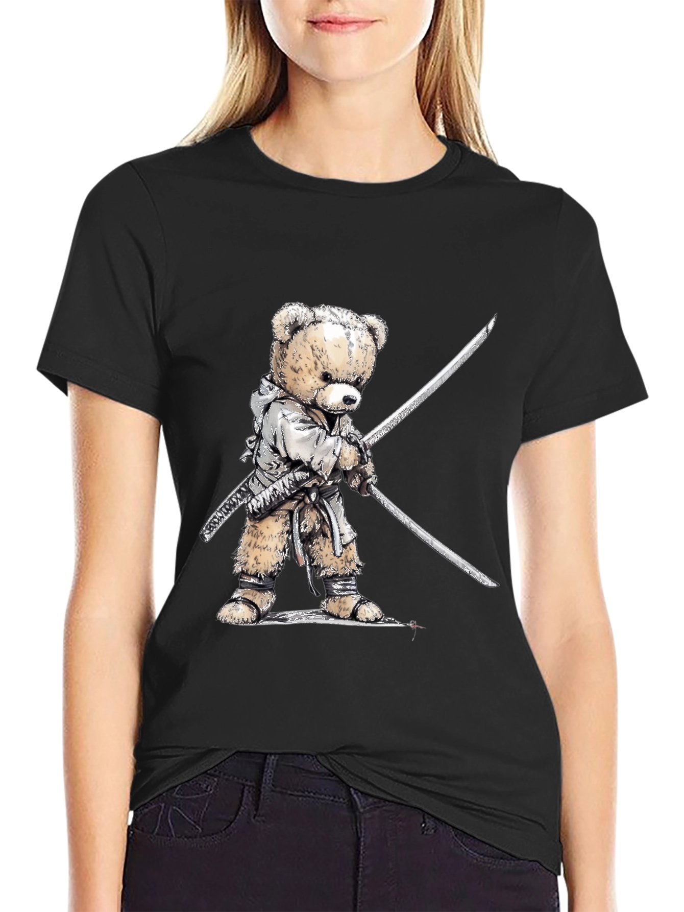 Samurai Teddy Bear T-Shirt - Black Graphic Tee