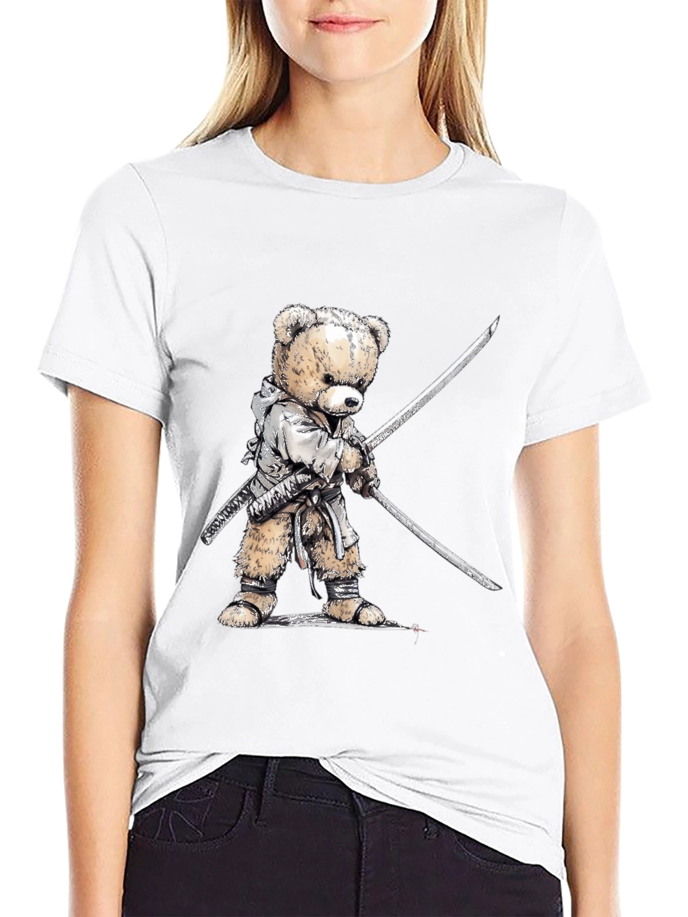 Samurai Teddy Bear T-Shirt - Black Graphic Tee