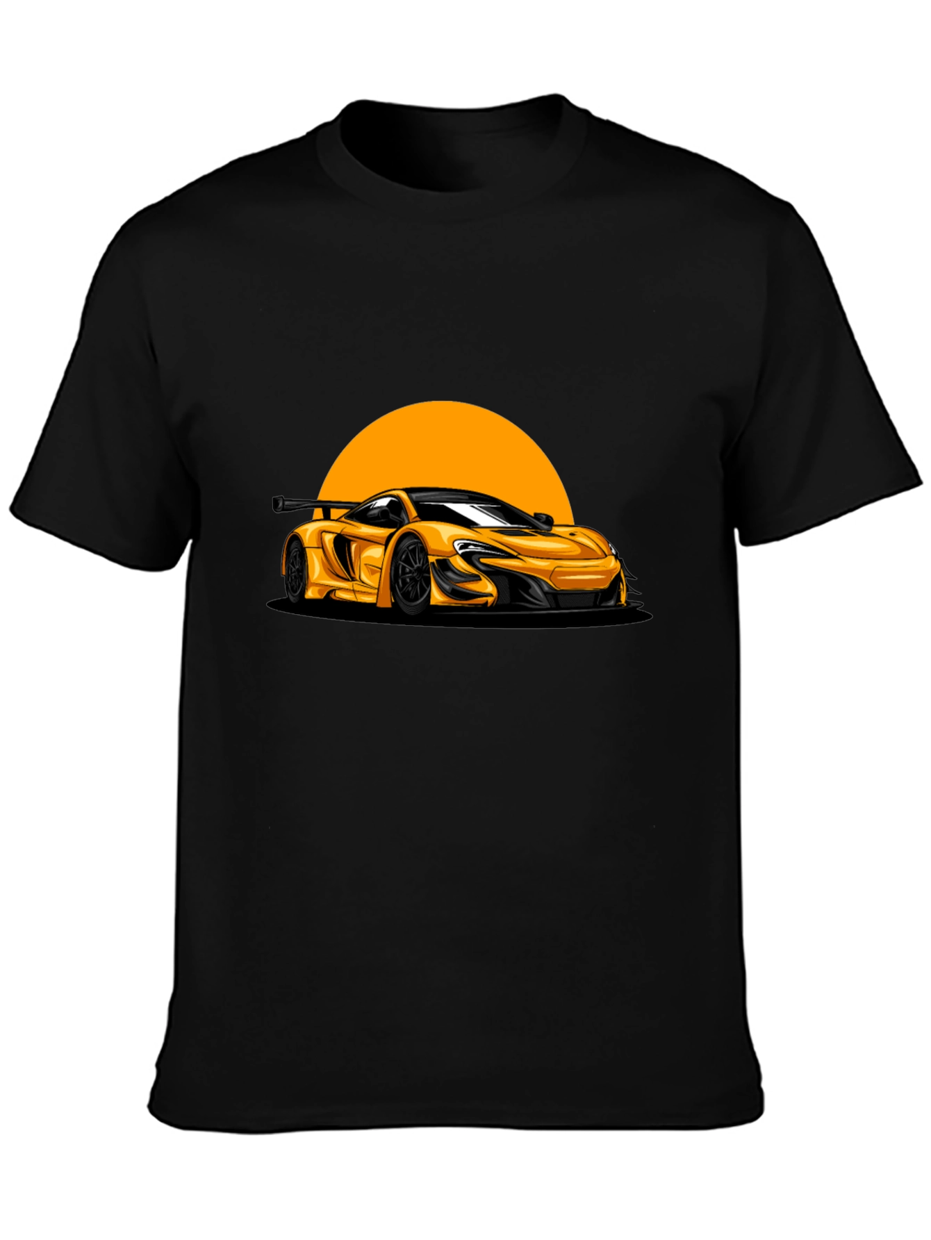 Yellow Car Graphic Black T-Shirt