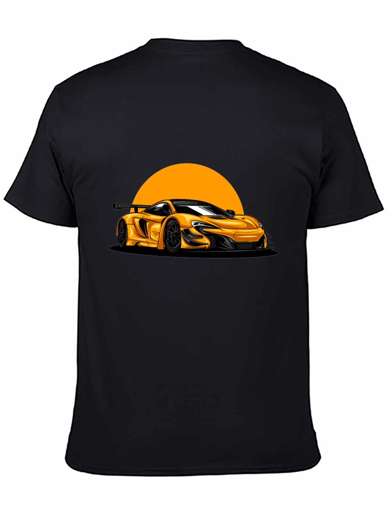 Yellow Car Graphic Black T-Shirt