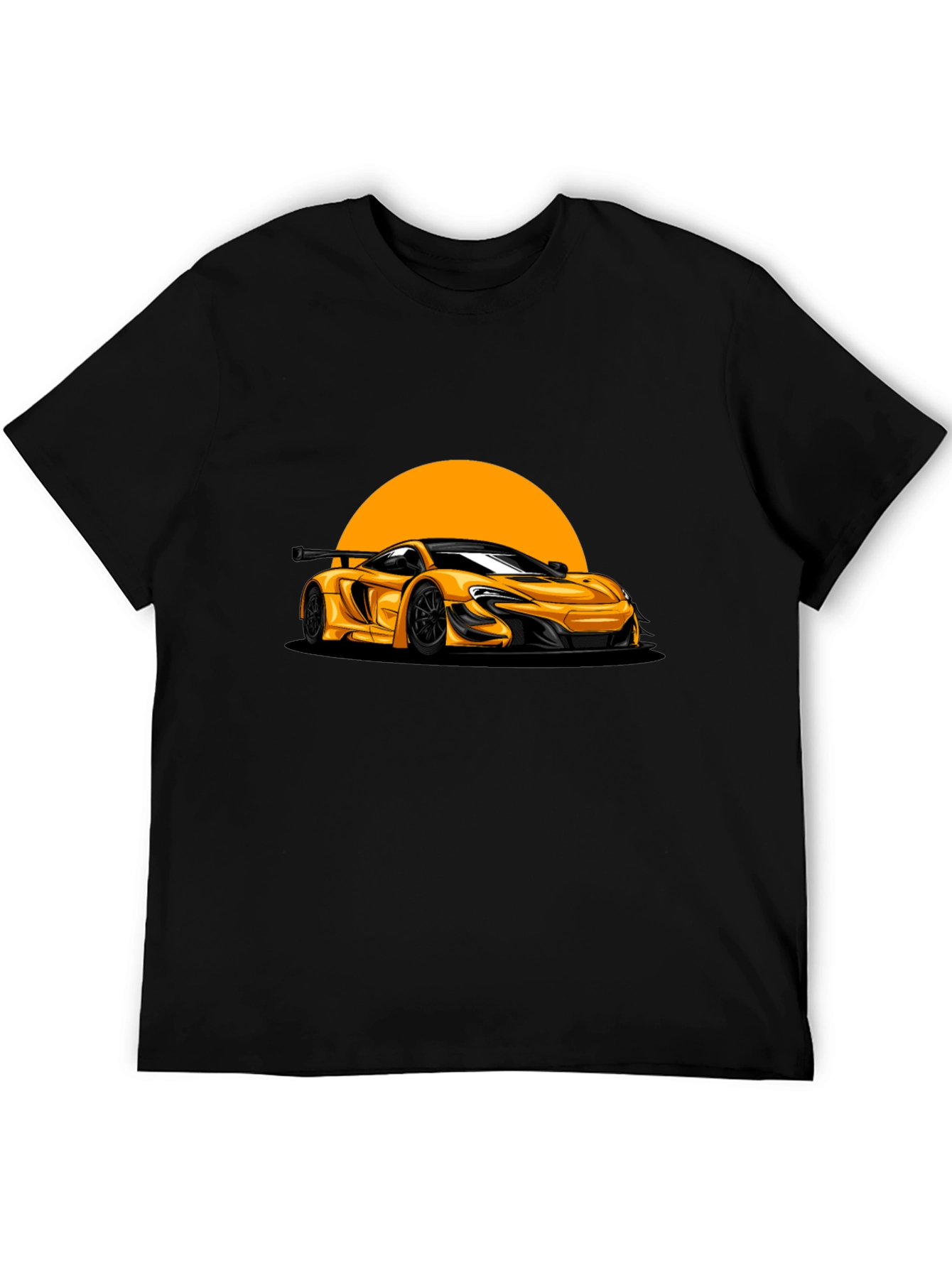 Yellow Car Graphic Black T-Shirt