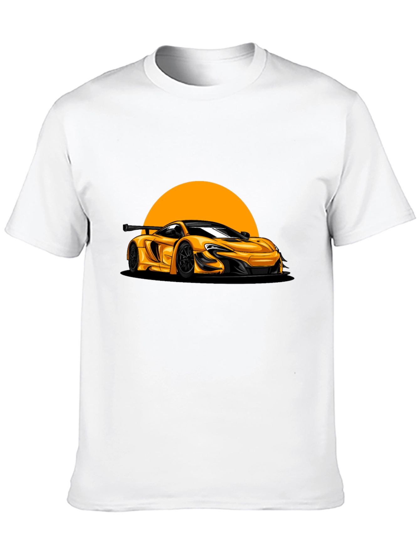 Yellow Car Graphic Black T-Shirt