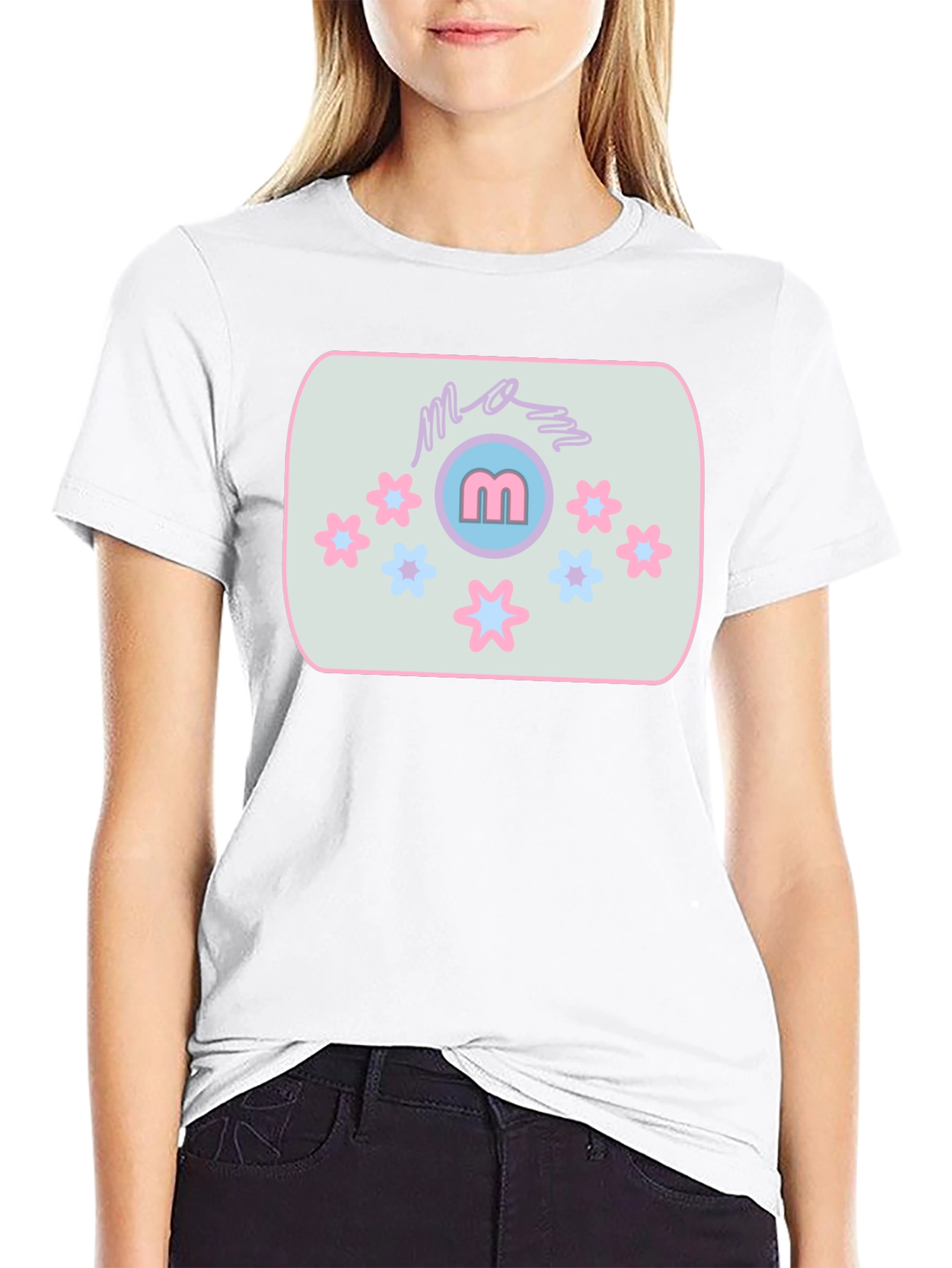 Mom Tee with Flower Accent
