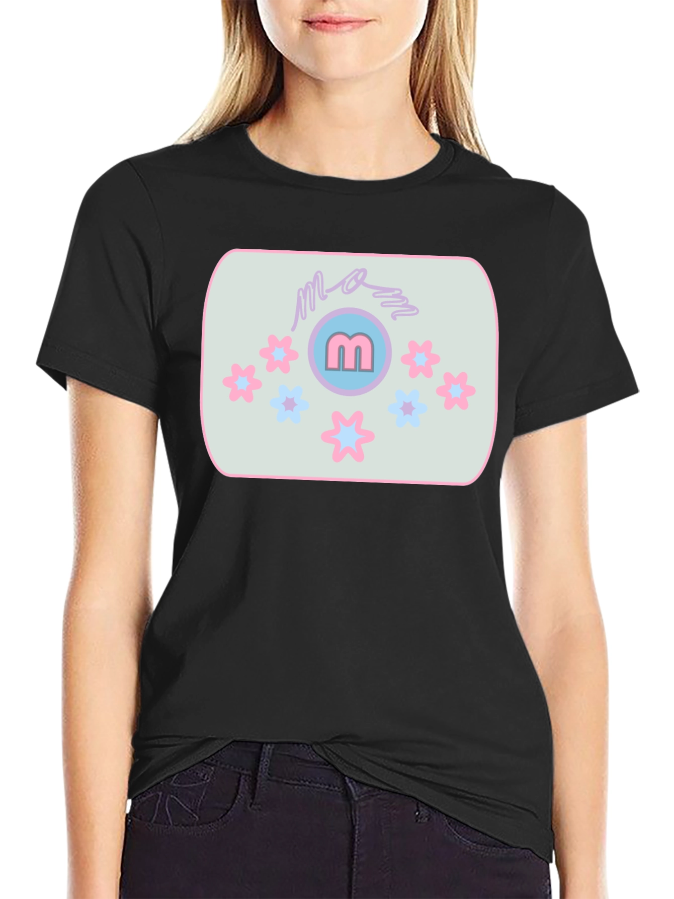 Mom Tee with Flower Accent