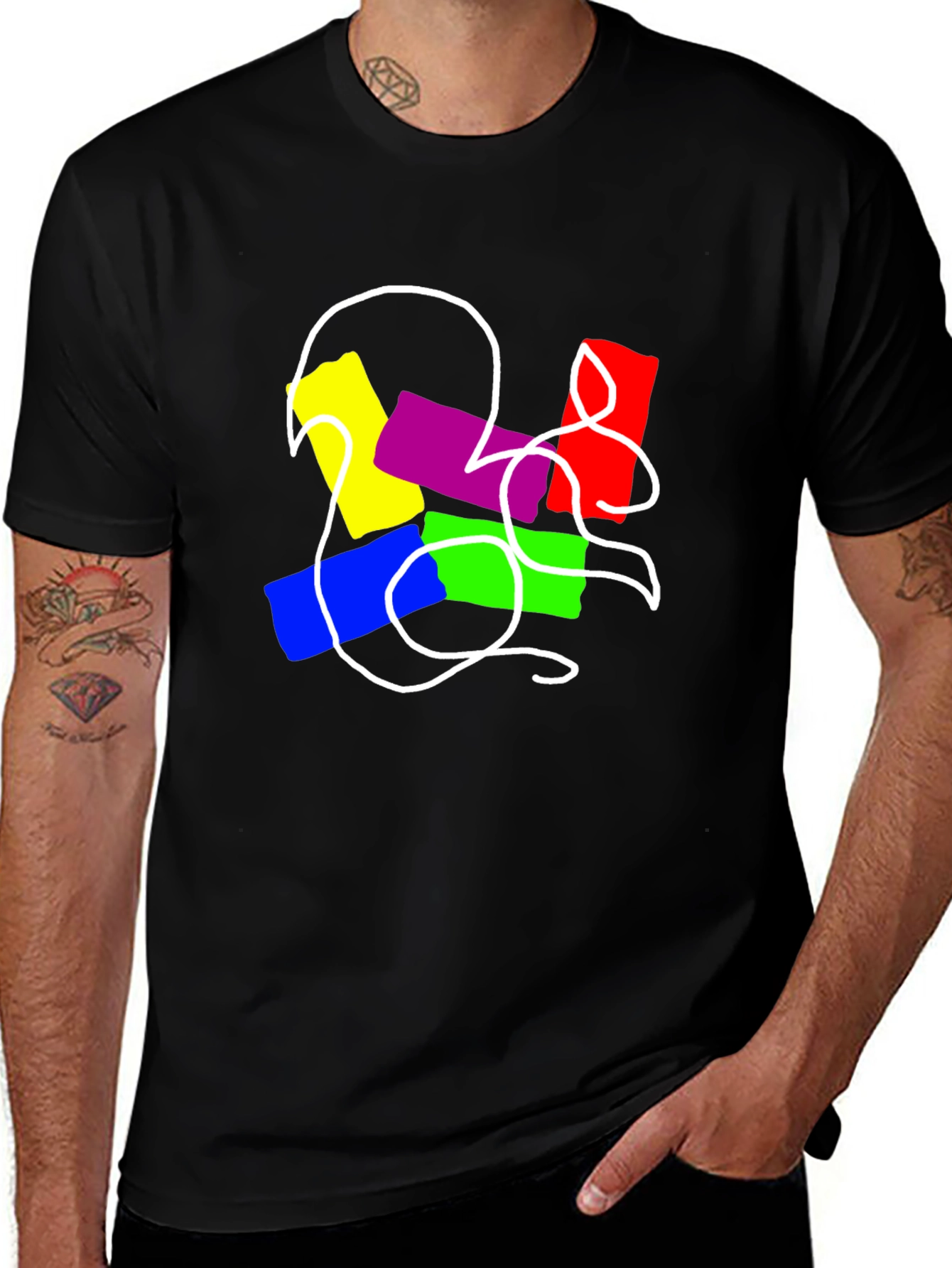 Abstract Graphic Mens Black T-Shirt