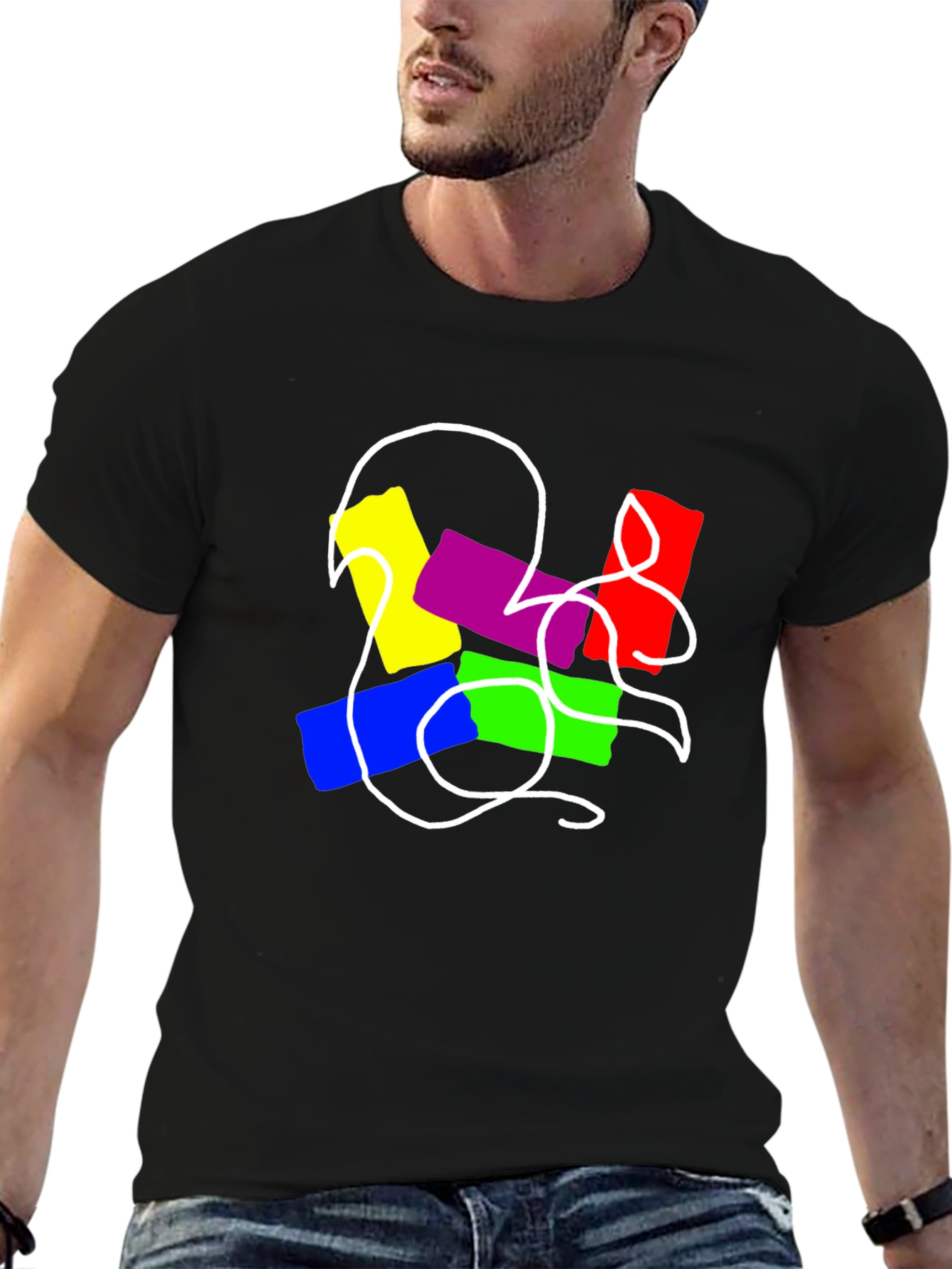 Abstract Graphic Mens Black T-Shirt