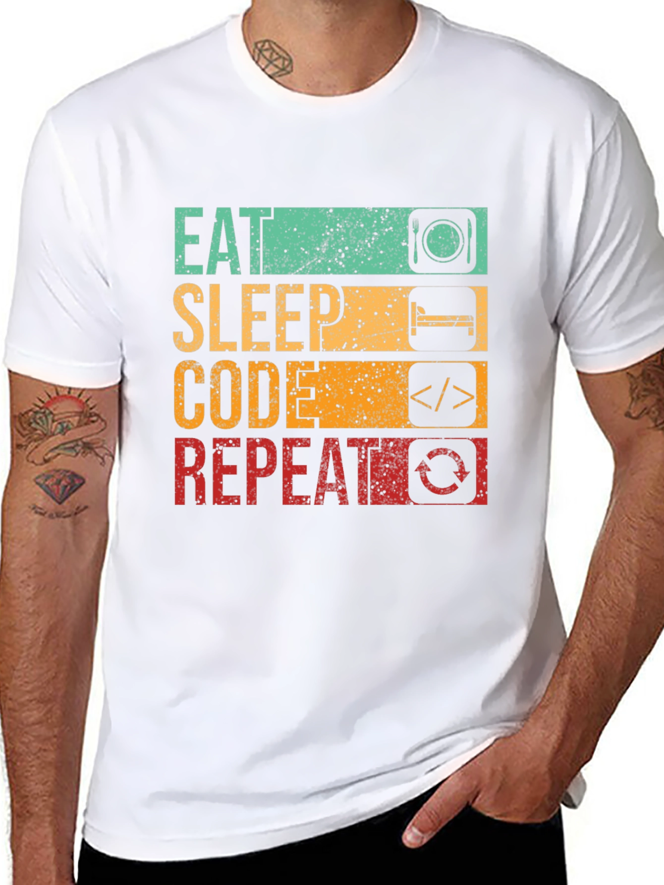 Eat Sleep Code Repeat Graphic Tee - Black