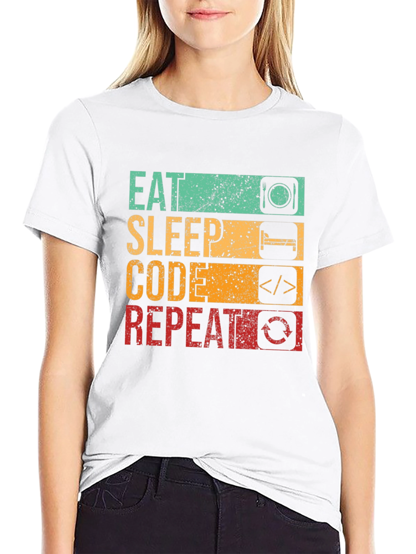 Eat Sleep Code Repeat Graphic Tee - Black