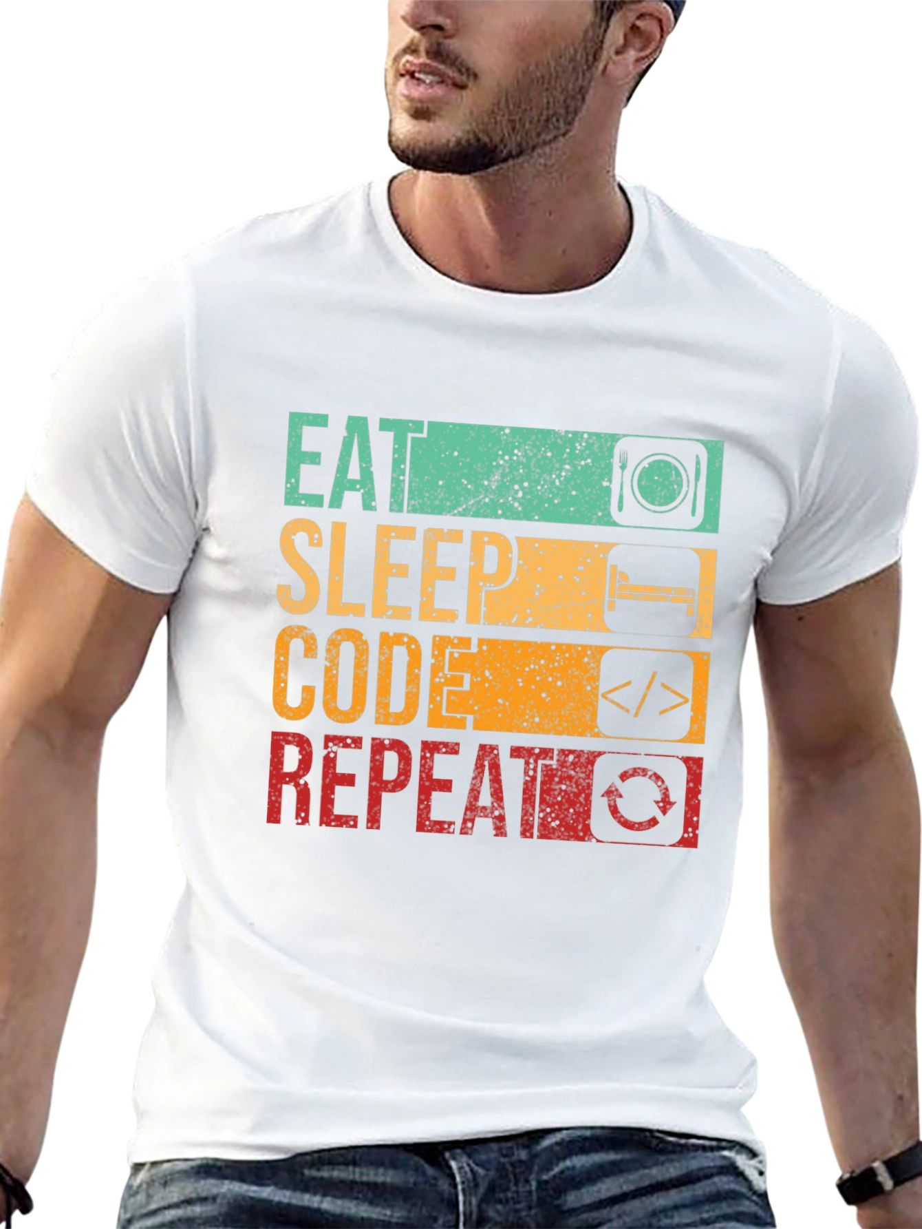 Eat Sleep Code Repeat Graphic Tee - Black