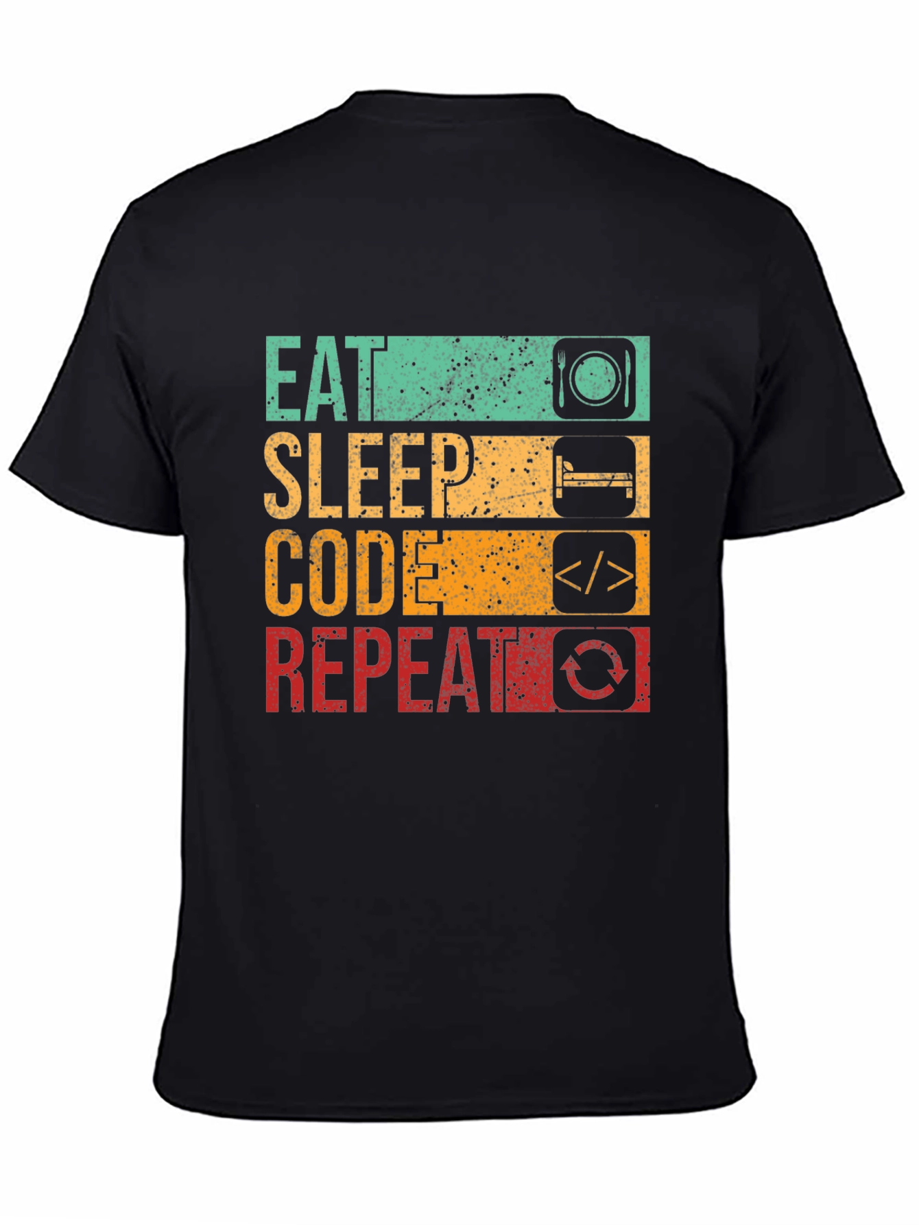 Eat Sleep Code Repeat Graphic Tee - Black