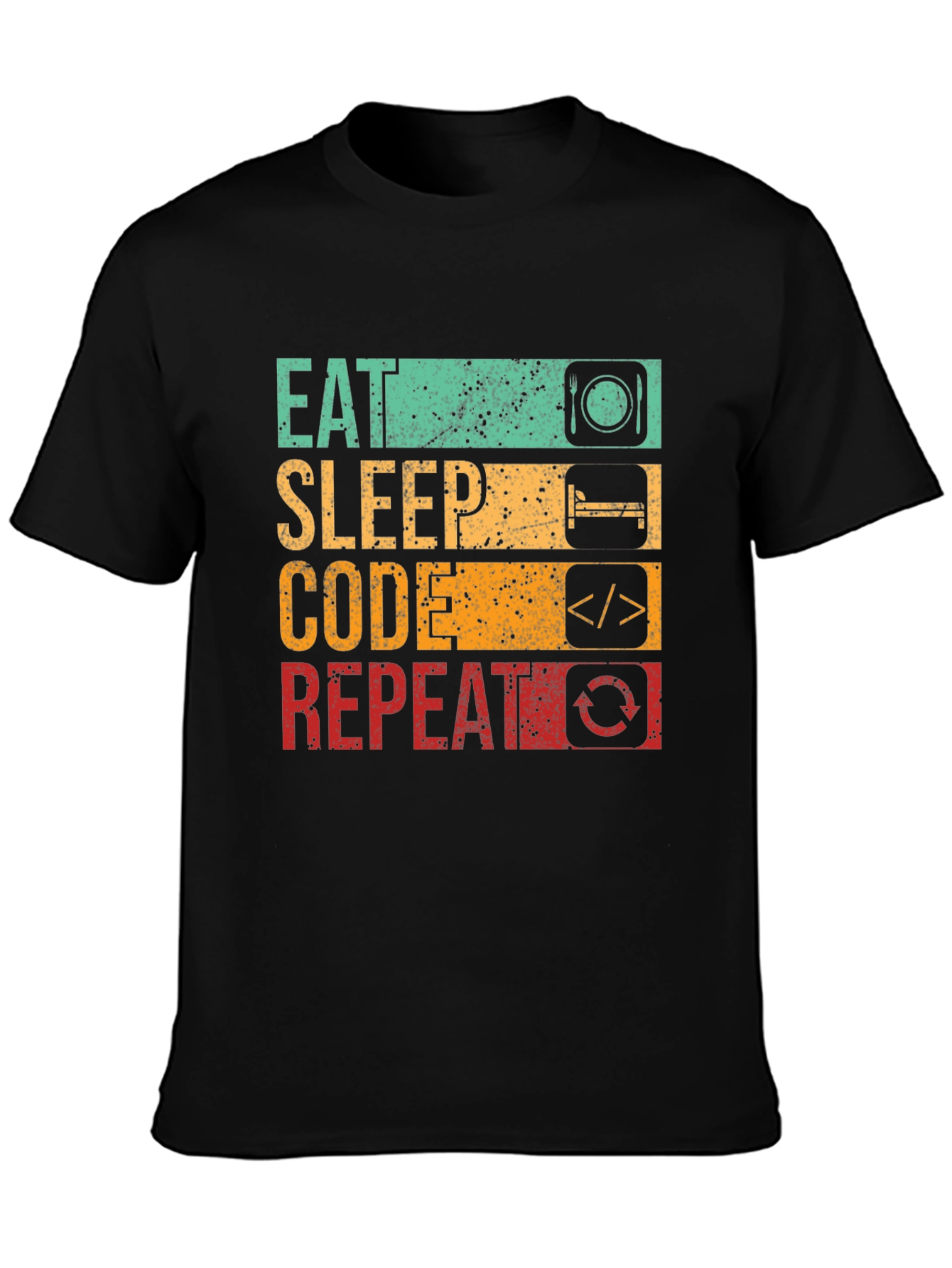Eat Sleep Code Repeat Graphic Tee - Black