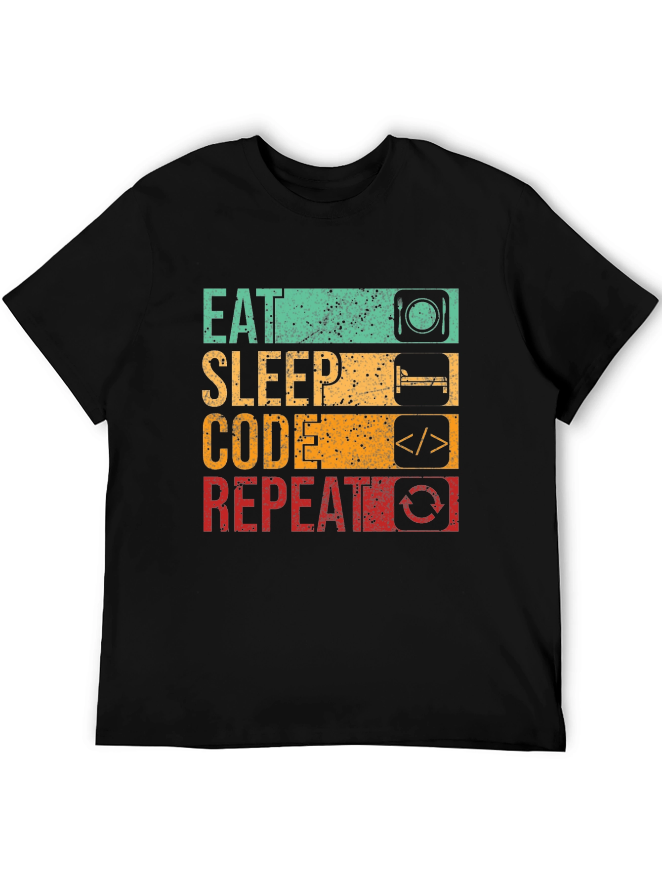 Eat Sleep Code Repeat Graphic Tee - Black