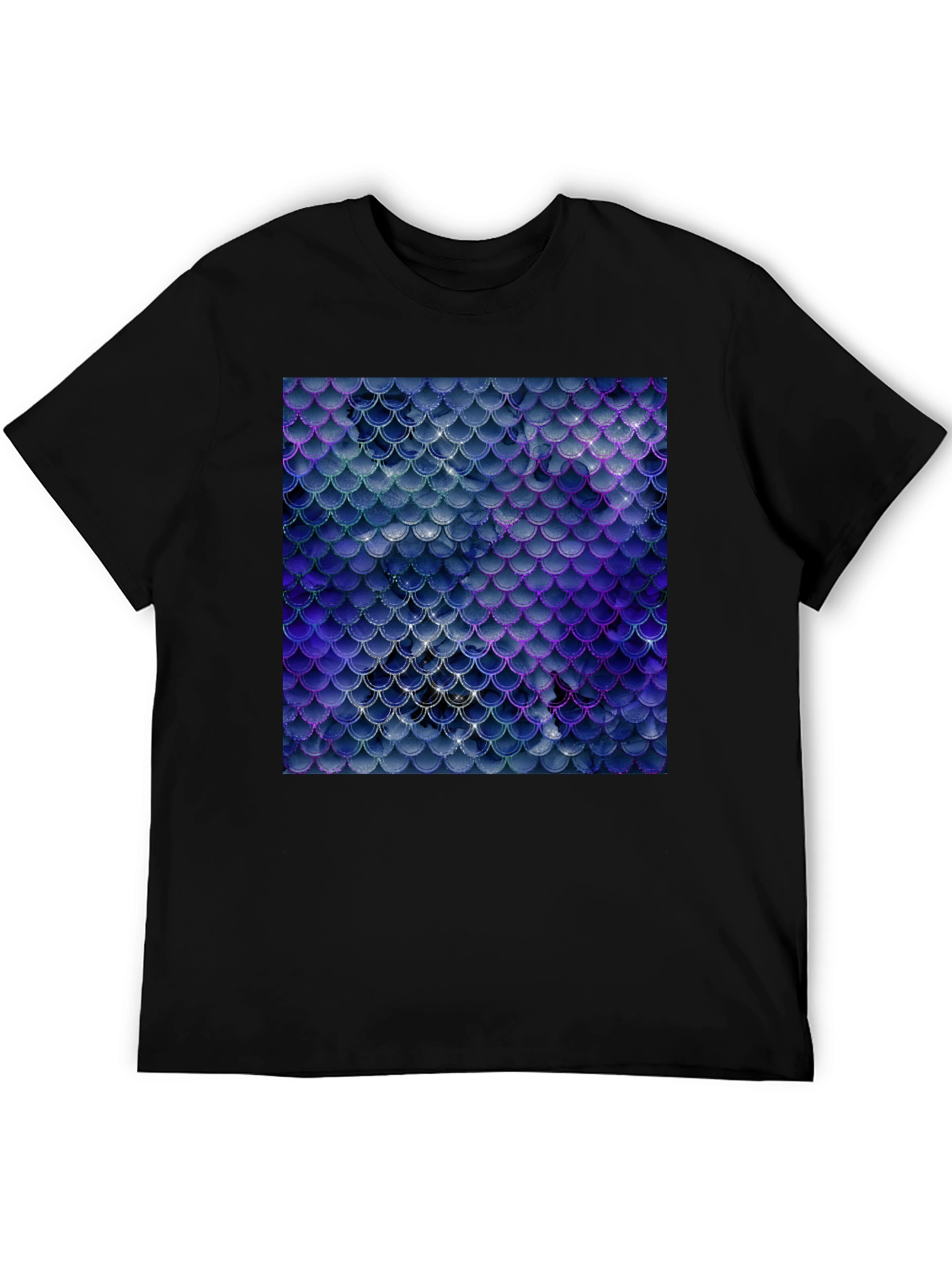 Scales Pattern Tee - Sleek Black Graphic T-Shirt