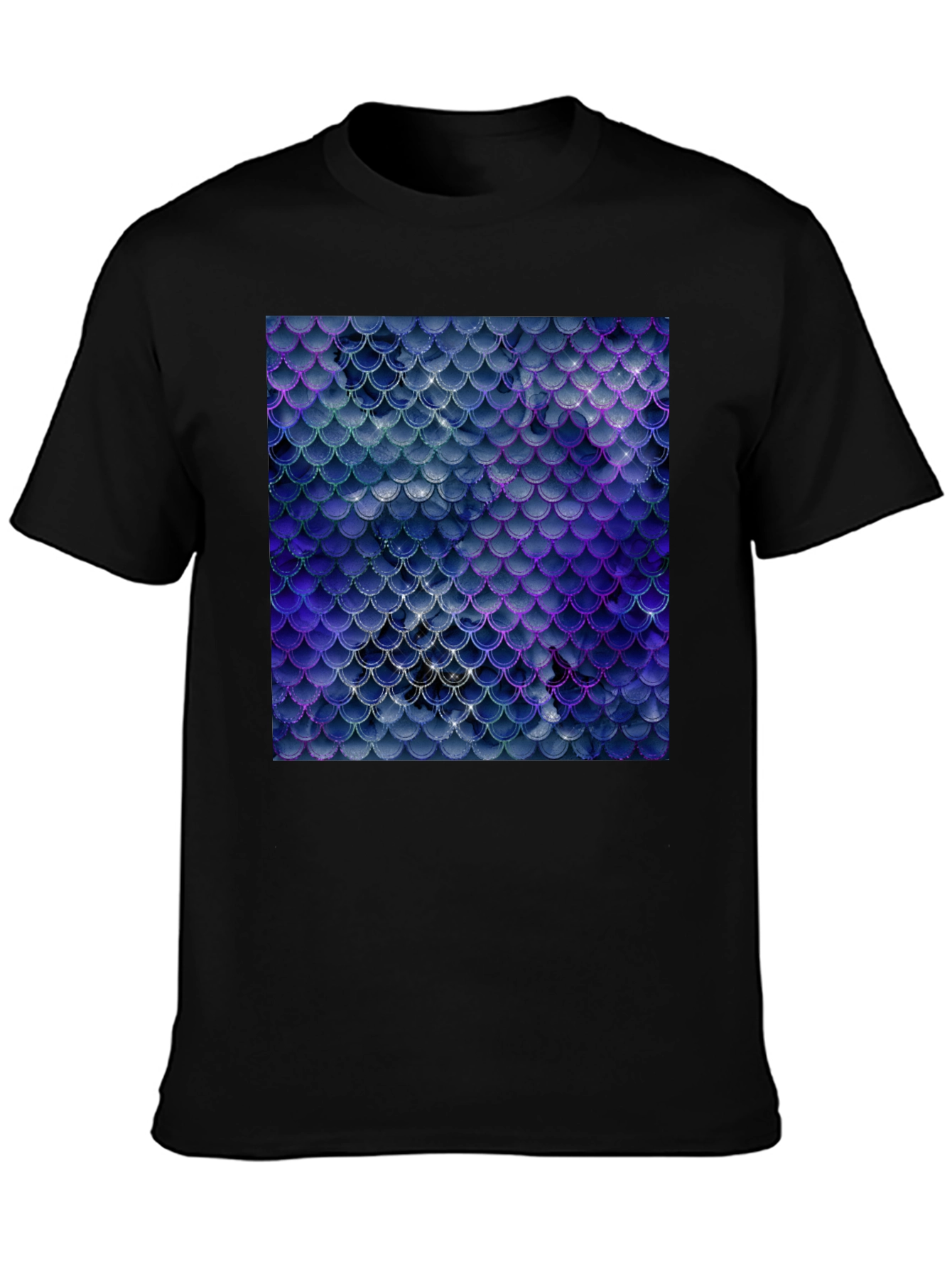 Scales Pattern Tee - Sleek Black Graphic T-Shirt