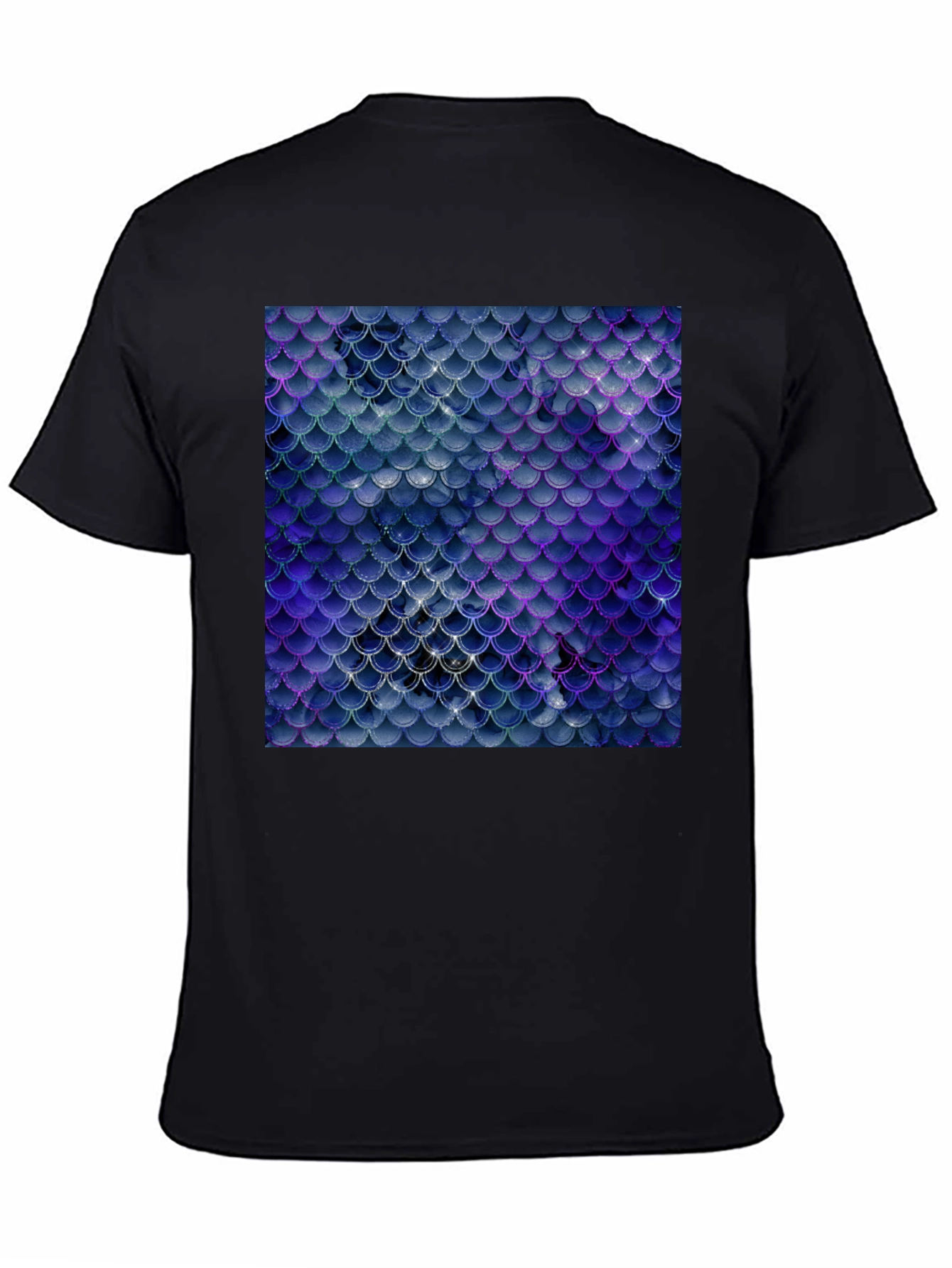 Scales Pattern Tee - Sleek Black Graphic T-Shirt