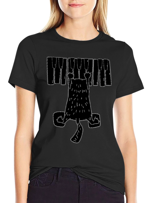 Piano Cat Graphic T-Shirt