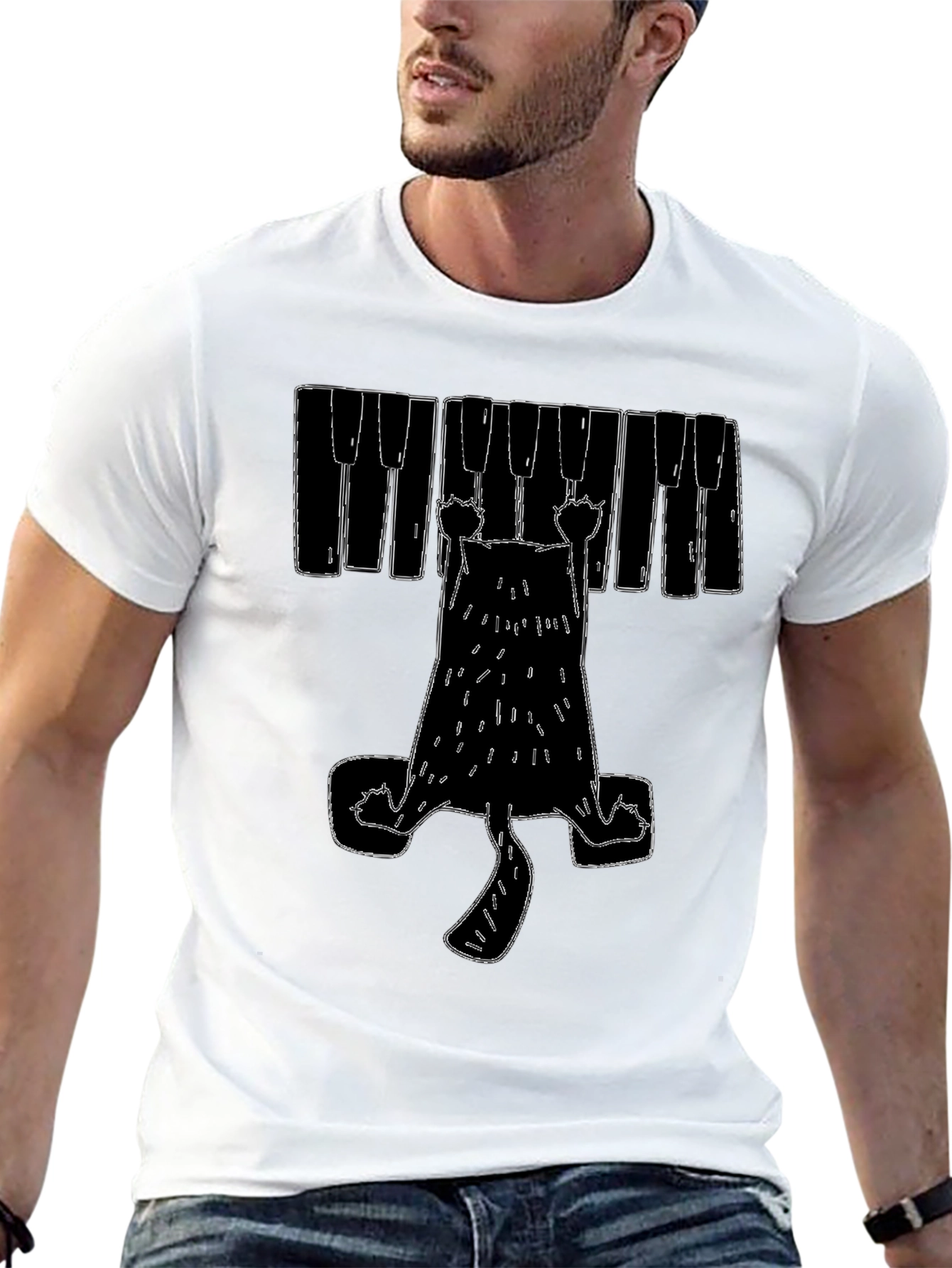 Piano Cat Graphic T-Shirt