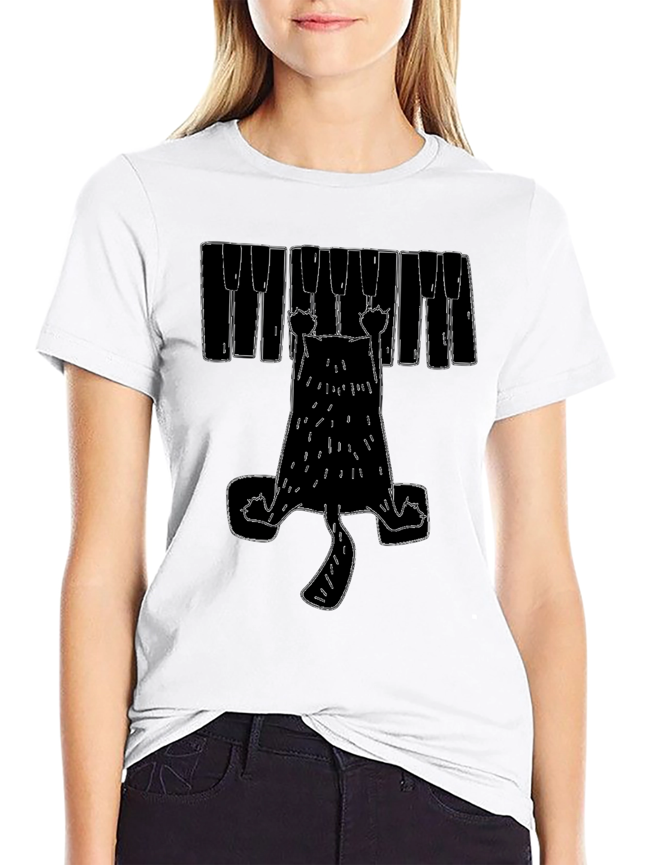 Piano Cat Graphic T-Shirt