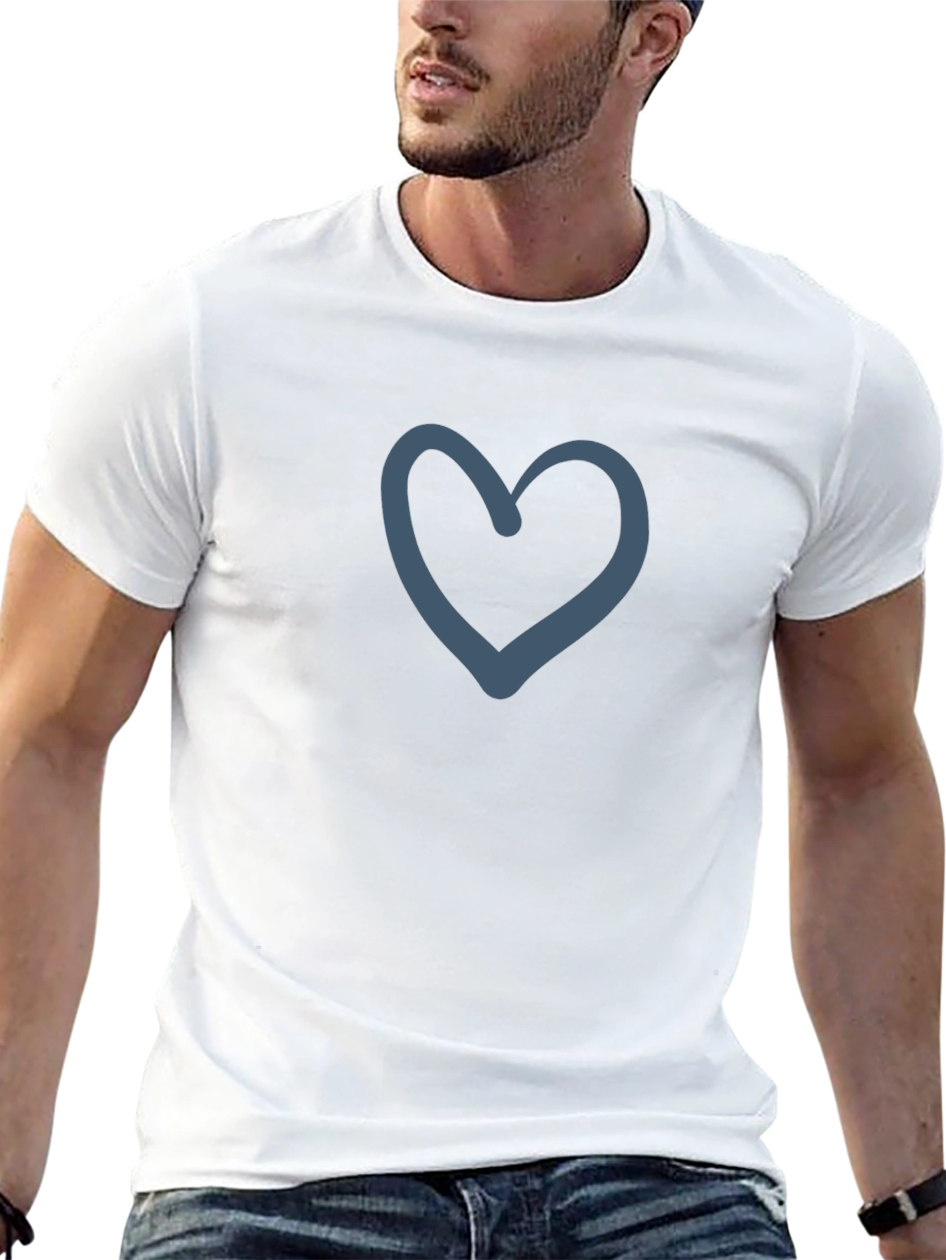 Heart Graphic Black T-Shirt Casual Style