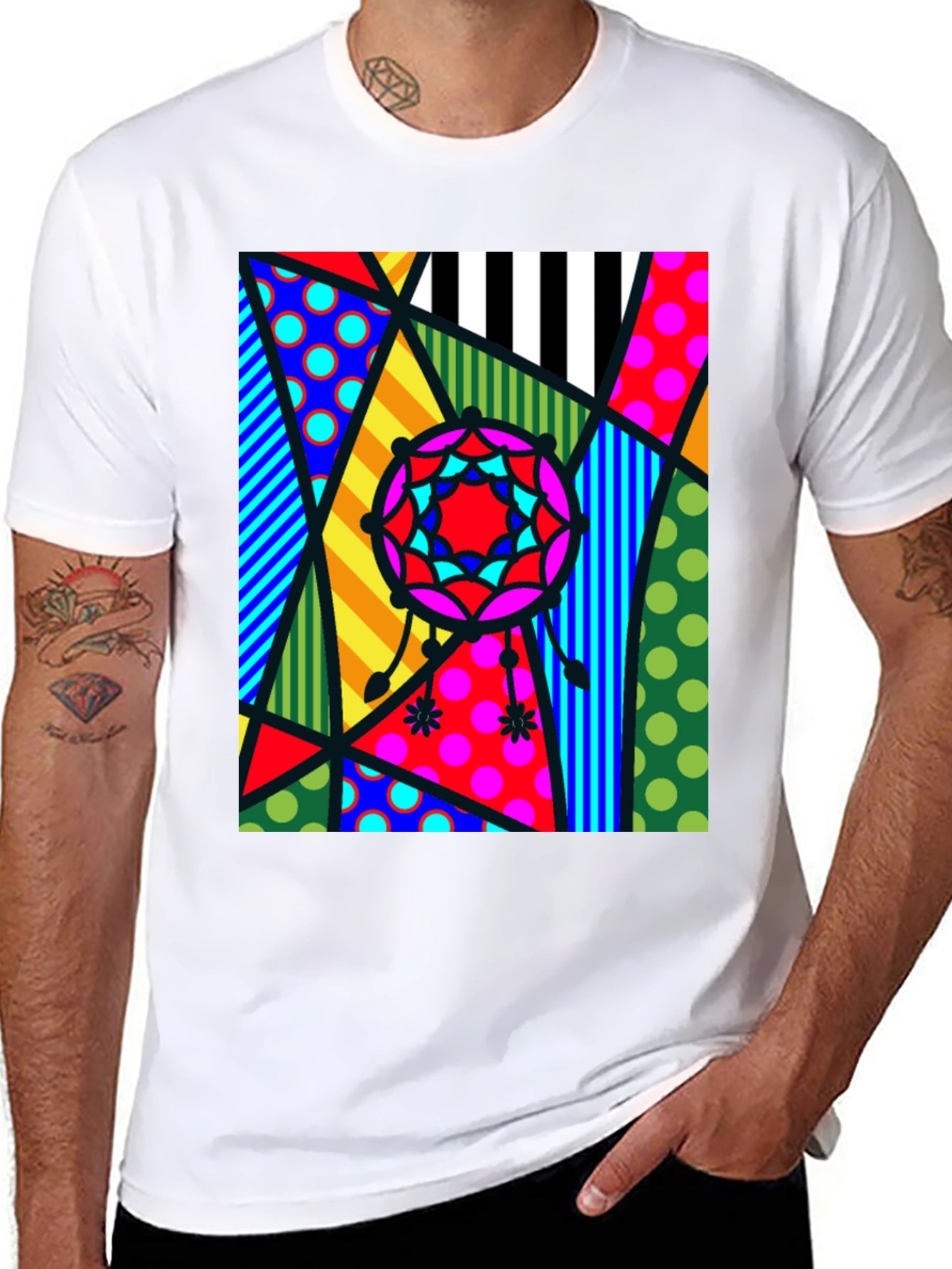 Abstract Geometric Patterned Mens T-Shirt