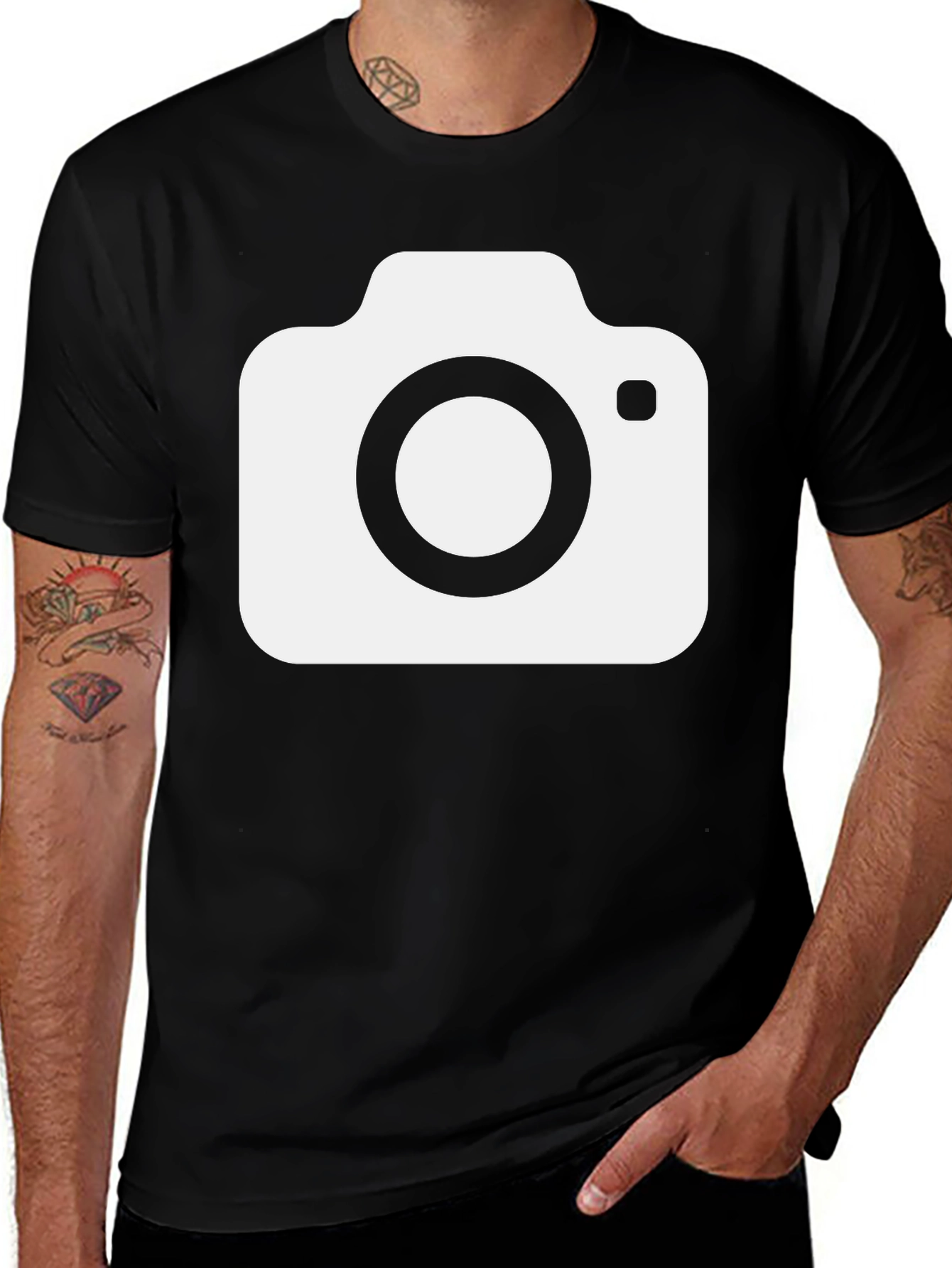 Camera Graphic T-Shirt - Black Cotton Tee