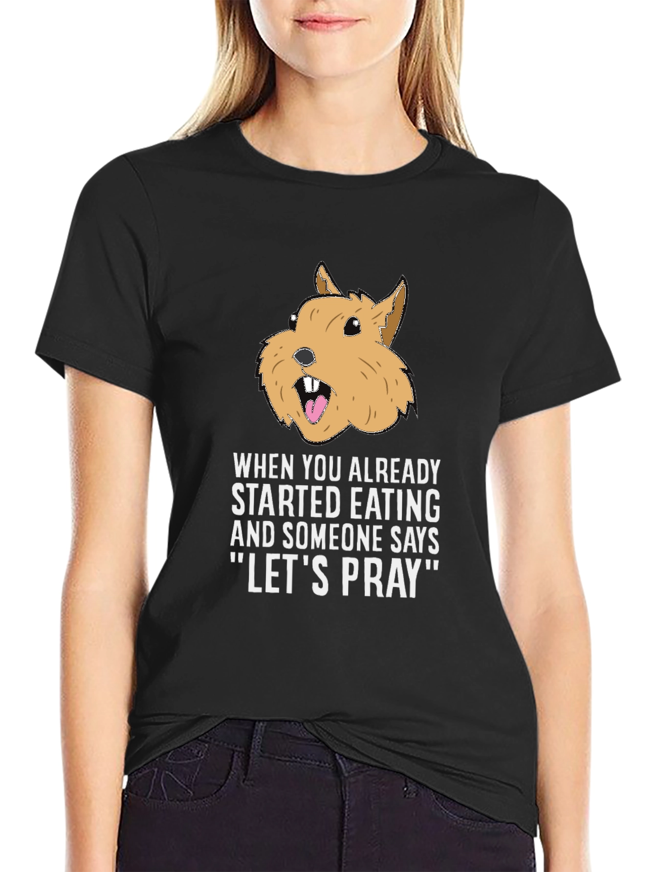 Funny Lets Pray Eating Graphic T-Shirt
