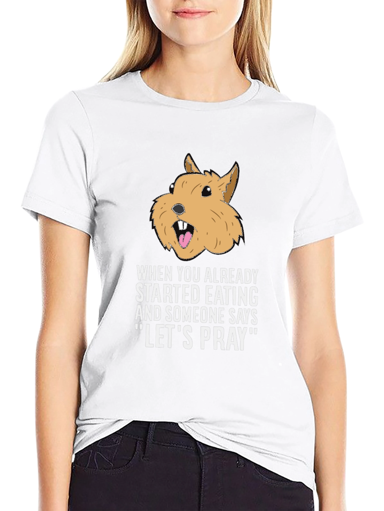 Funny Lets Pray Eating Graphic T-Shirt