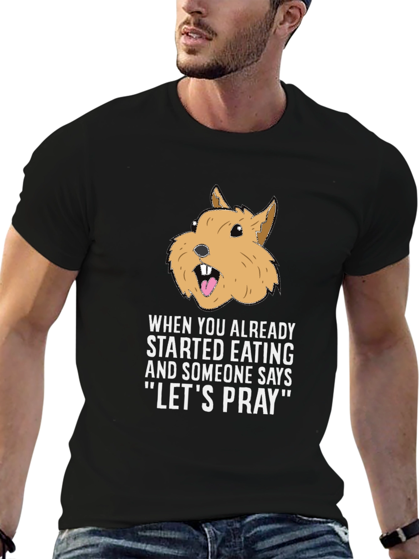 Funny Lets Pray Eating Graphic T-Shirt