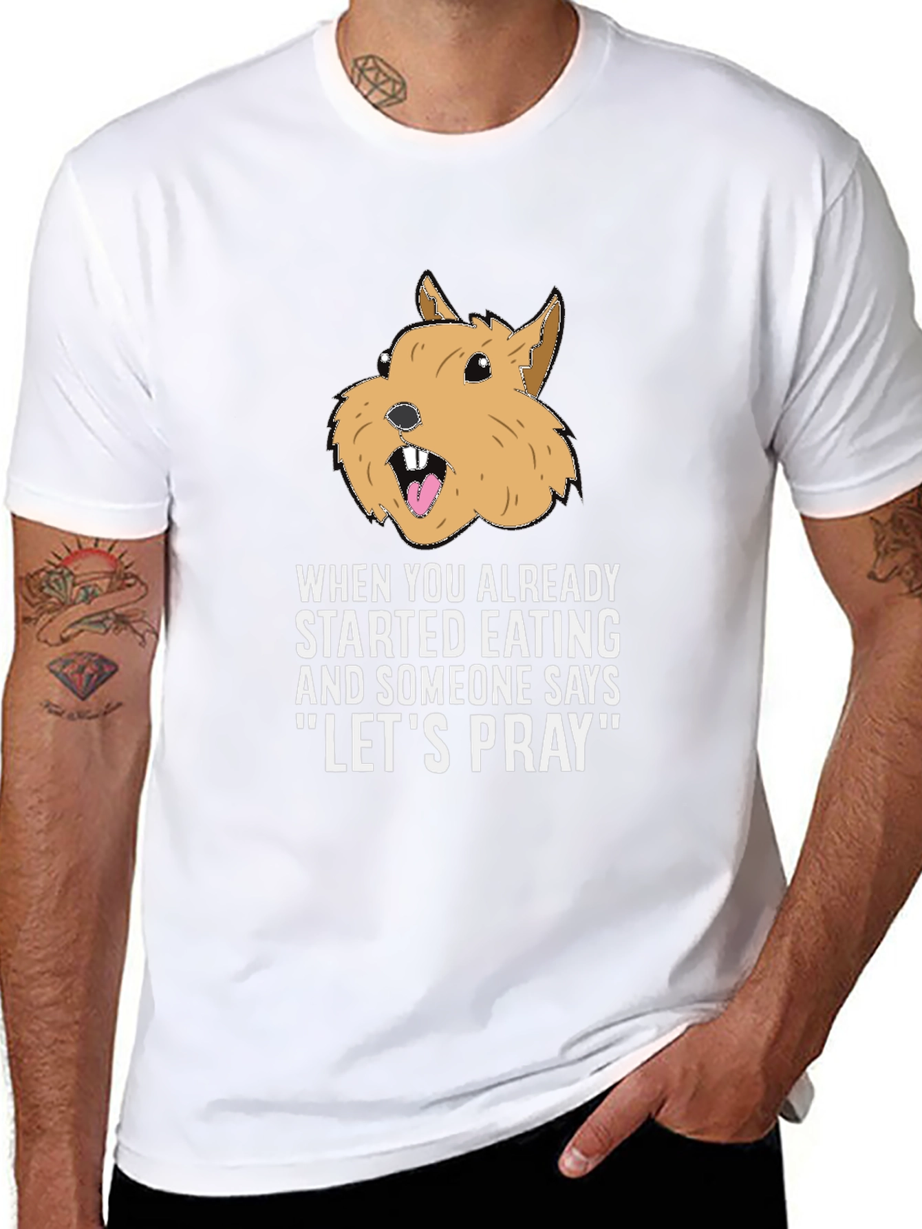Funny Lets Pray Eating Graphic T-Shirt