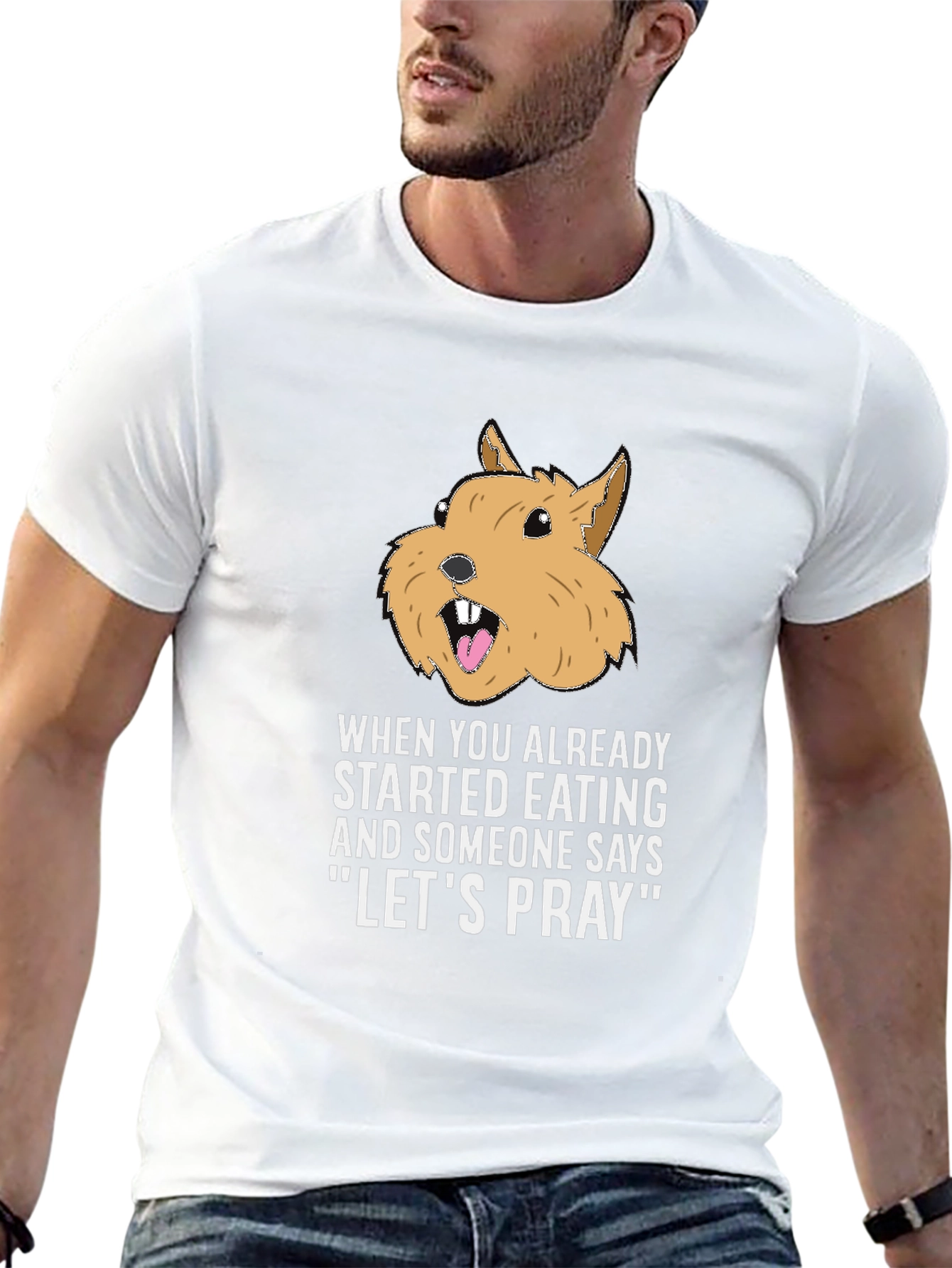 Funny Lets Pray Eating Graphic T-Shirt