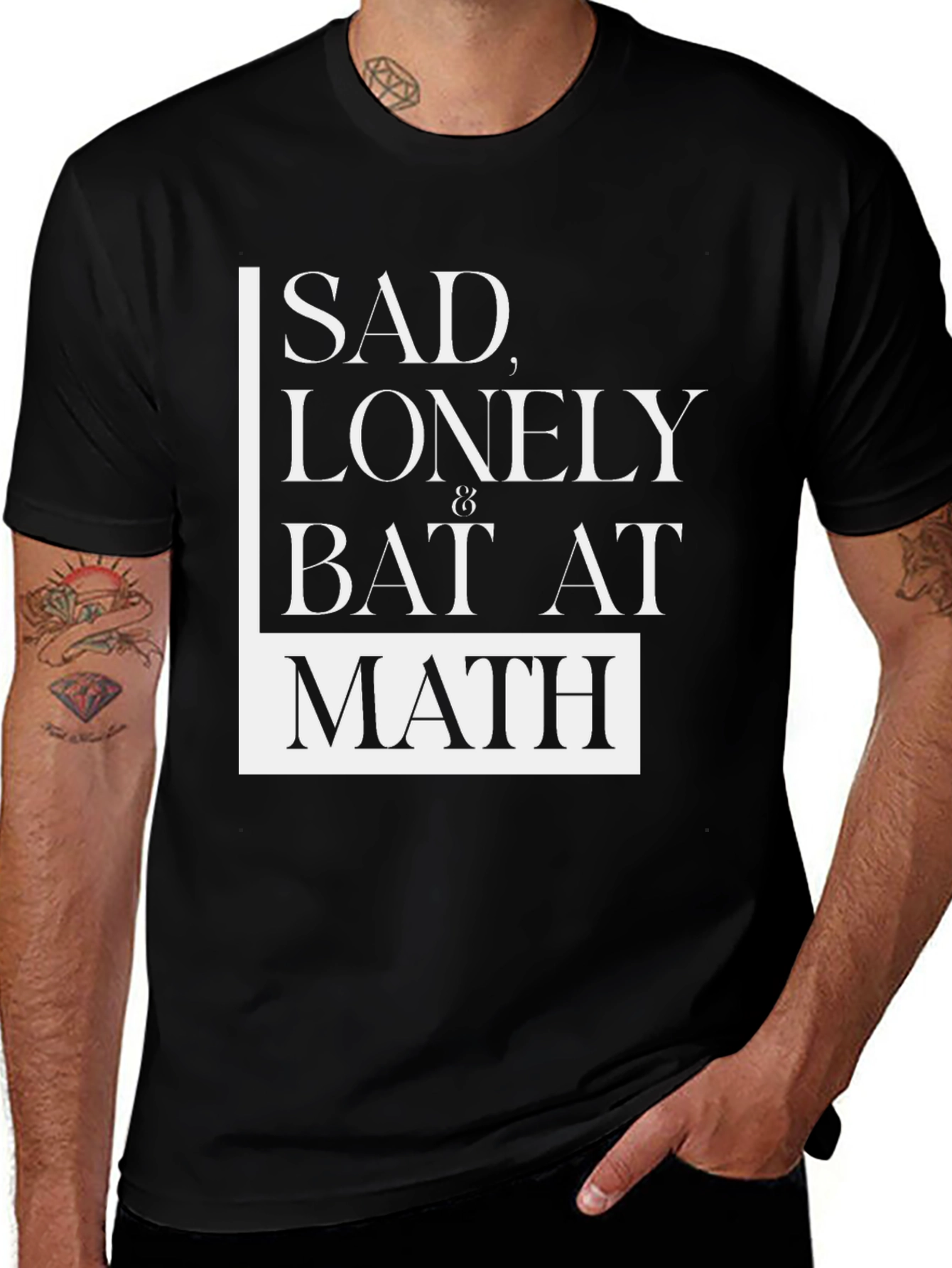 Sad Lonely Bat at Math Graphic T-Shirt