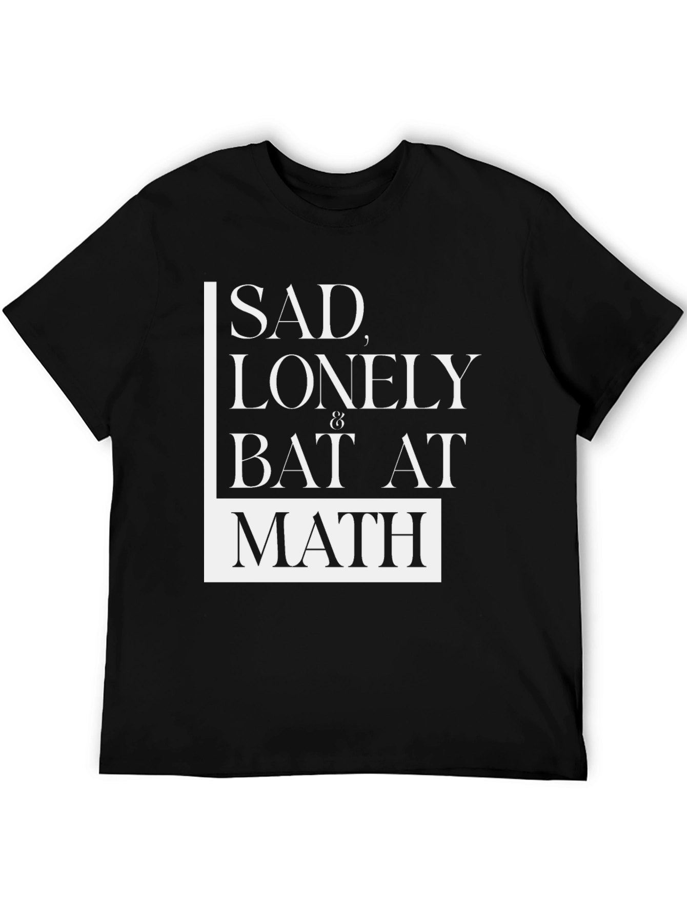Sad Lonely Bat at Math Graphic T-Shirt