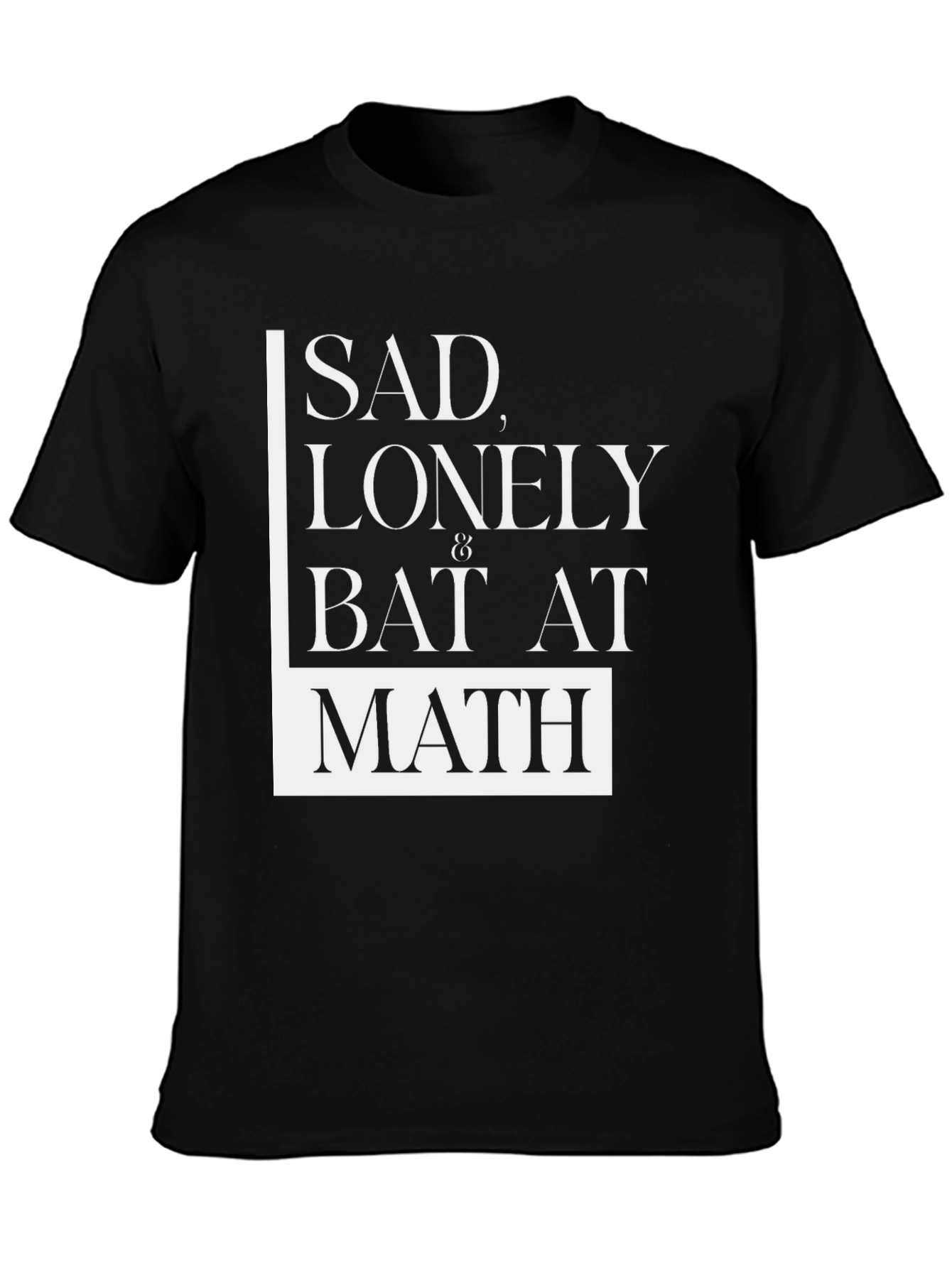 Sad Lonely Bat at Math Graphic T-Shirt