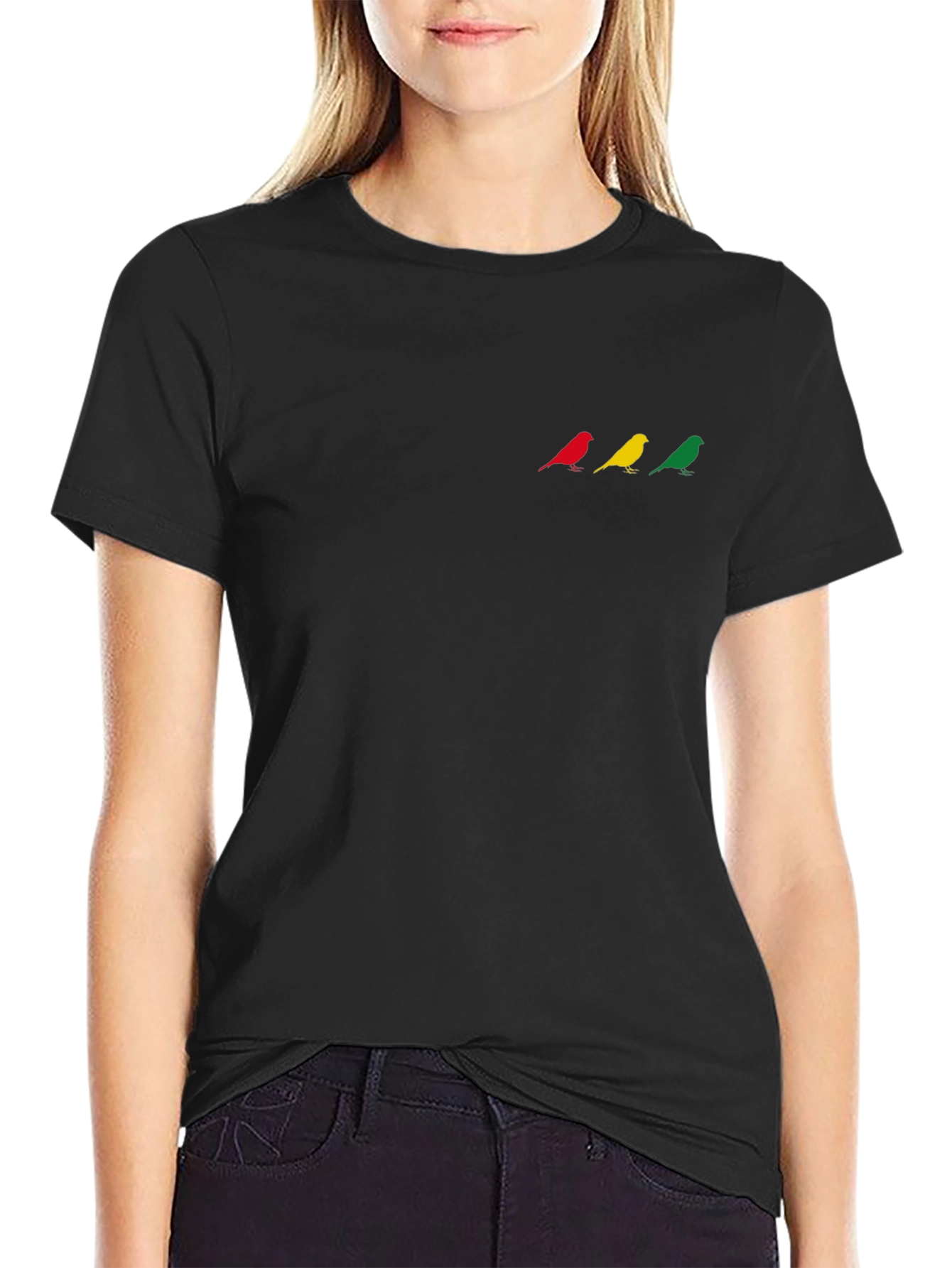 T-Shirt With Bird Graphic - Mens Crew Neck