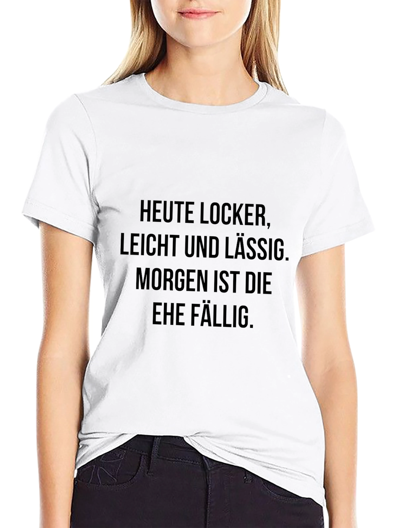 Mens Black T-Shirt with German Text Print
