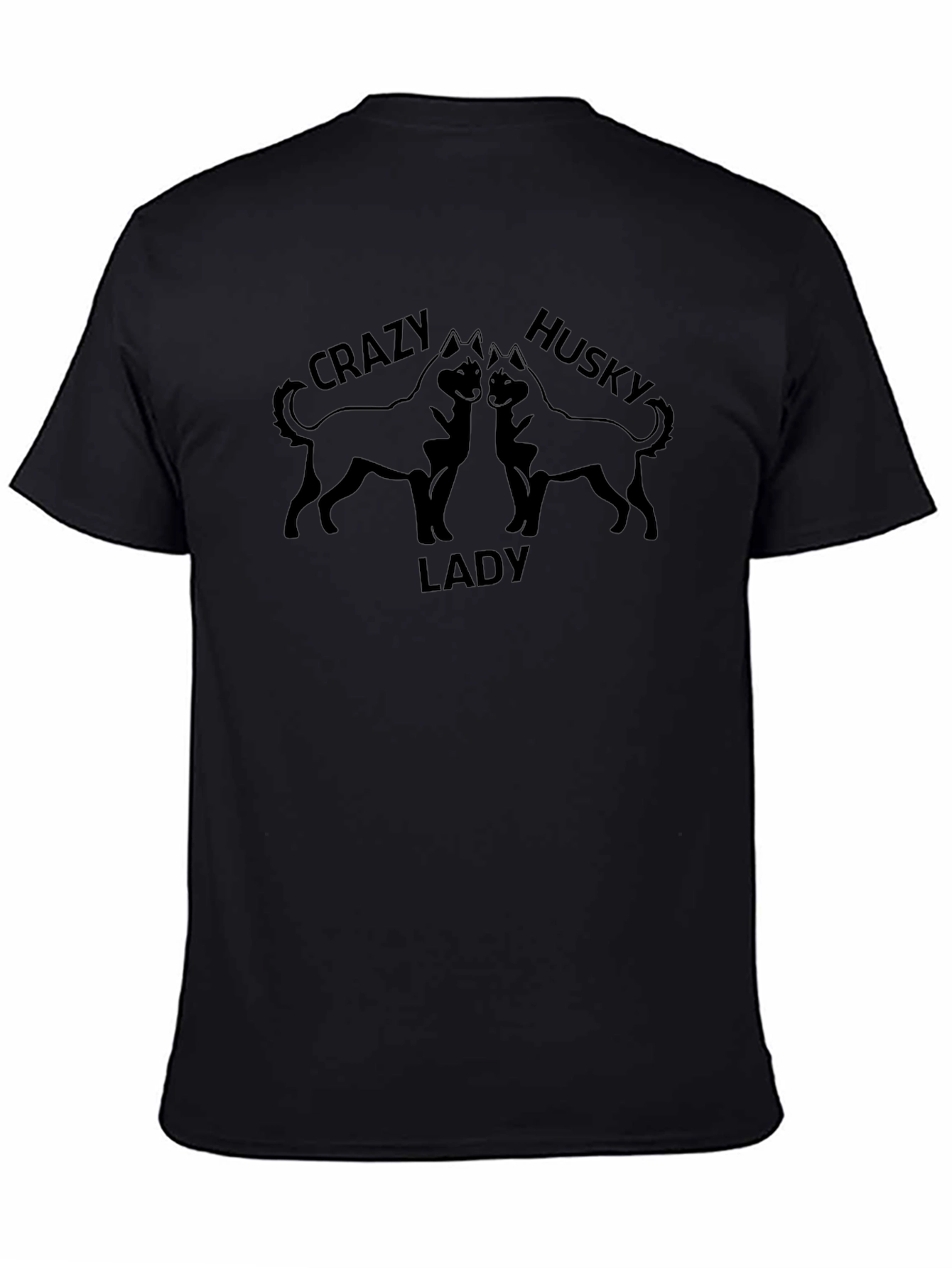 Crazy Husky Lady Black T-Shirt
