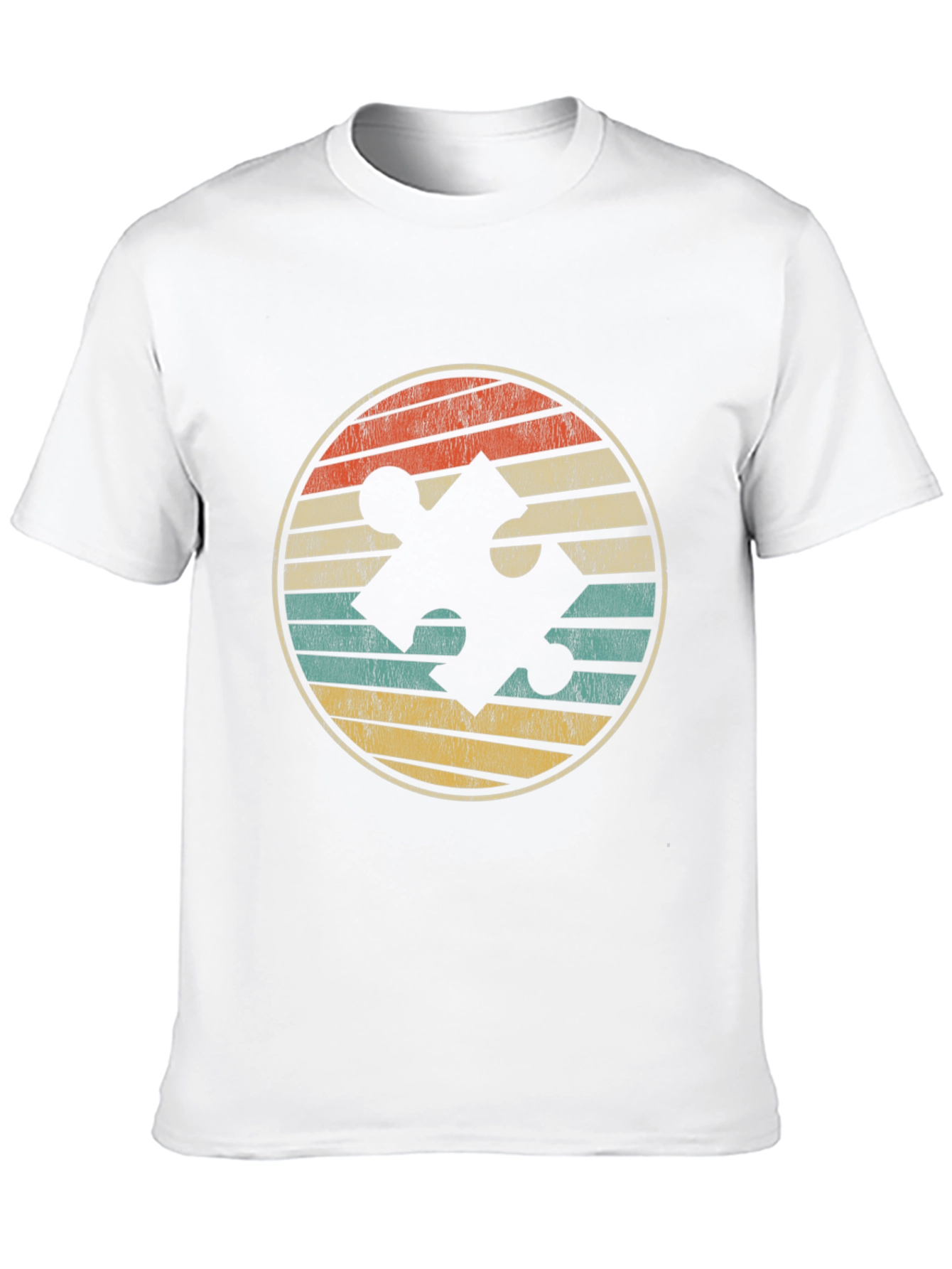 Retro Puzzle Piece Graphic Tee - Black
