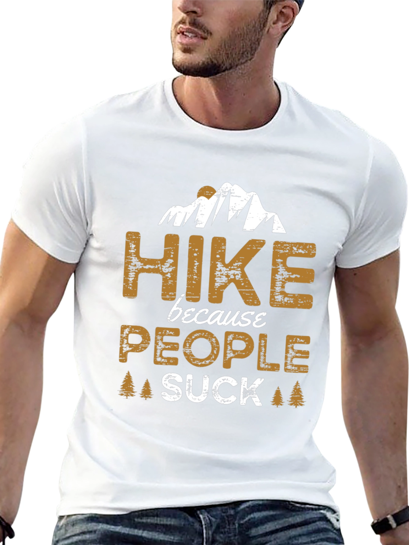 Hike Because People Suck Funny Graphic Tee