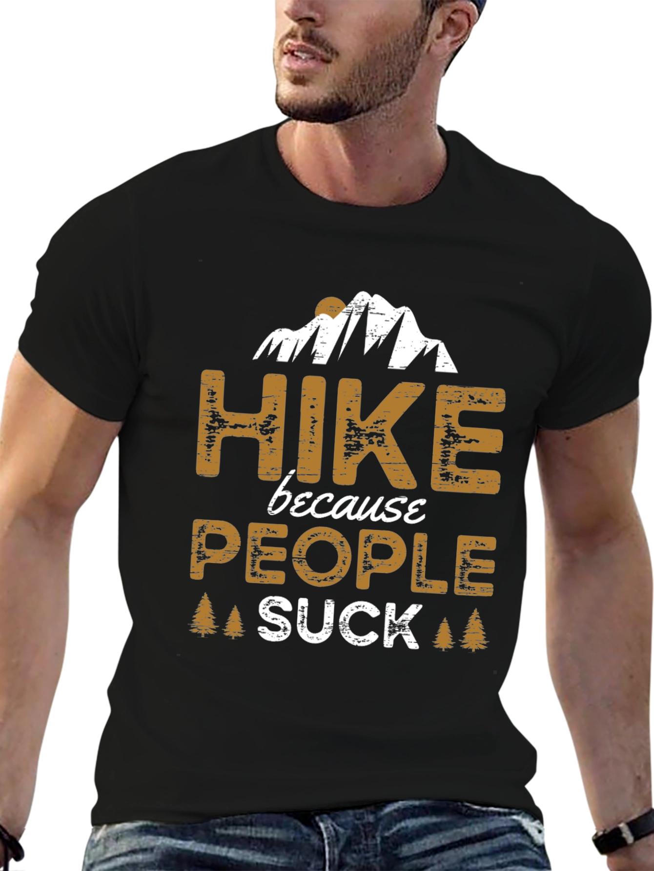 Hike Because People Suck Funny Graphic Tee