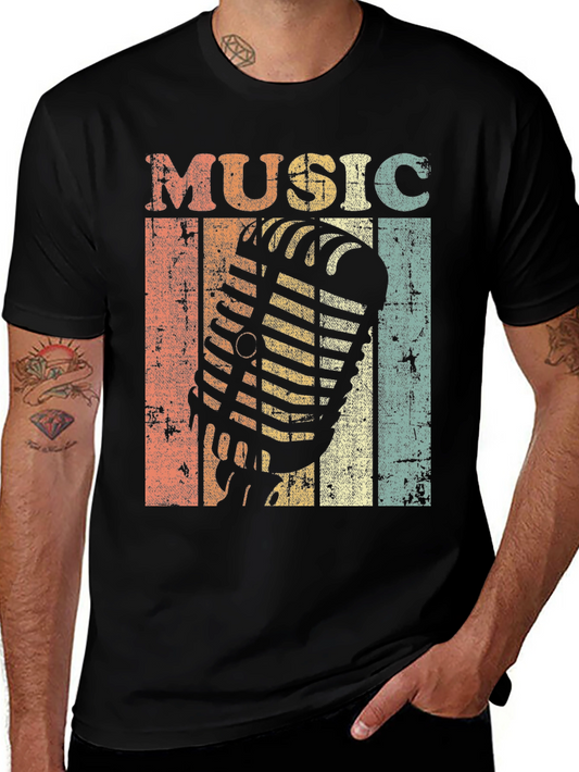 Vintage Music Microphone Graphic Tee